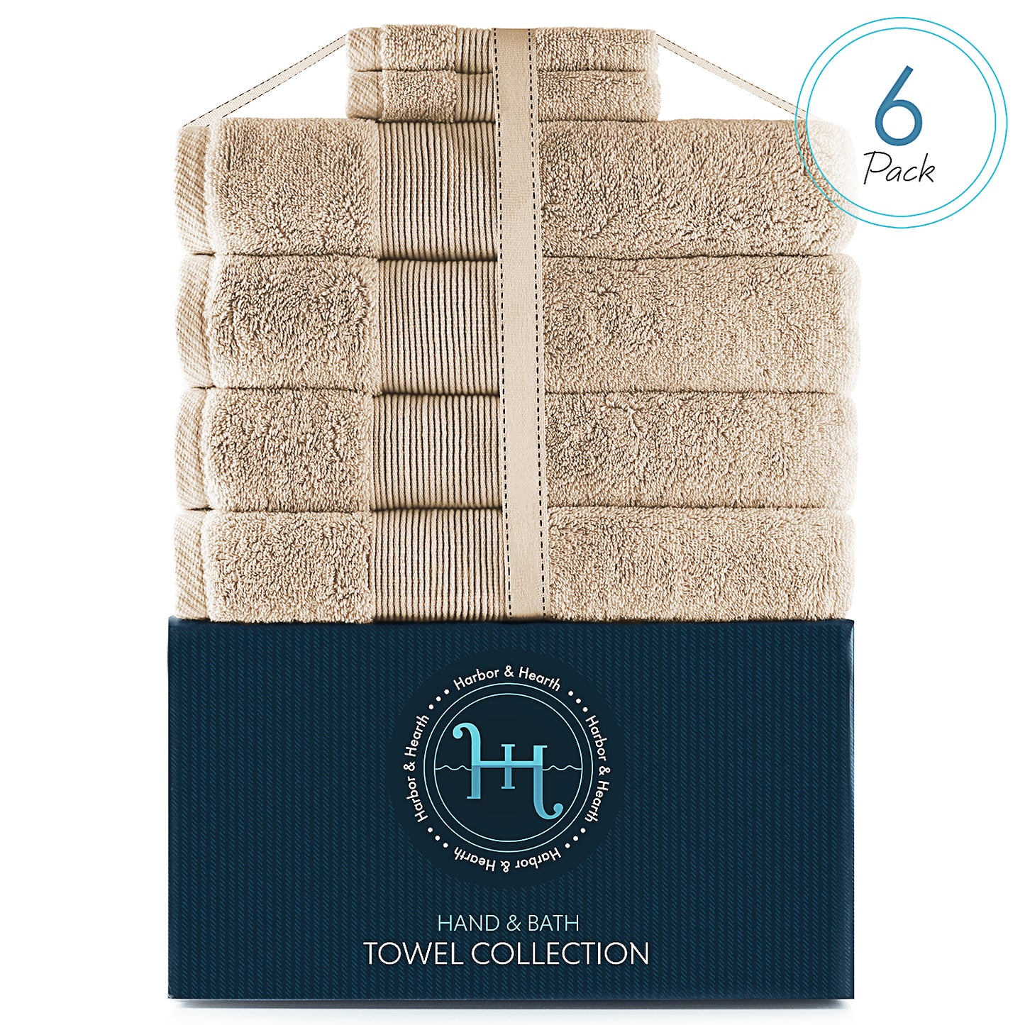 Hearth & Harbor 700 GSM Hand & Bath Towel Collection – 100% Cotton Luxury Set of 4 Bath Towels & 2 Wash Cloths – Ultra Soft & Highly Absorbent Beach, Spa & Bathroom Body Shower Towels