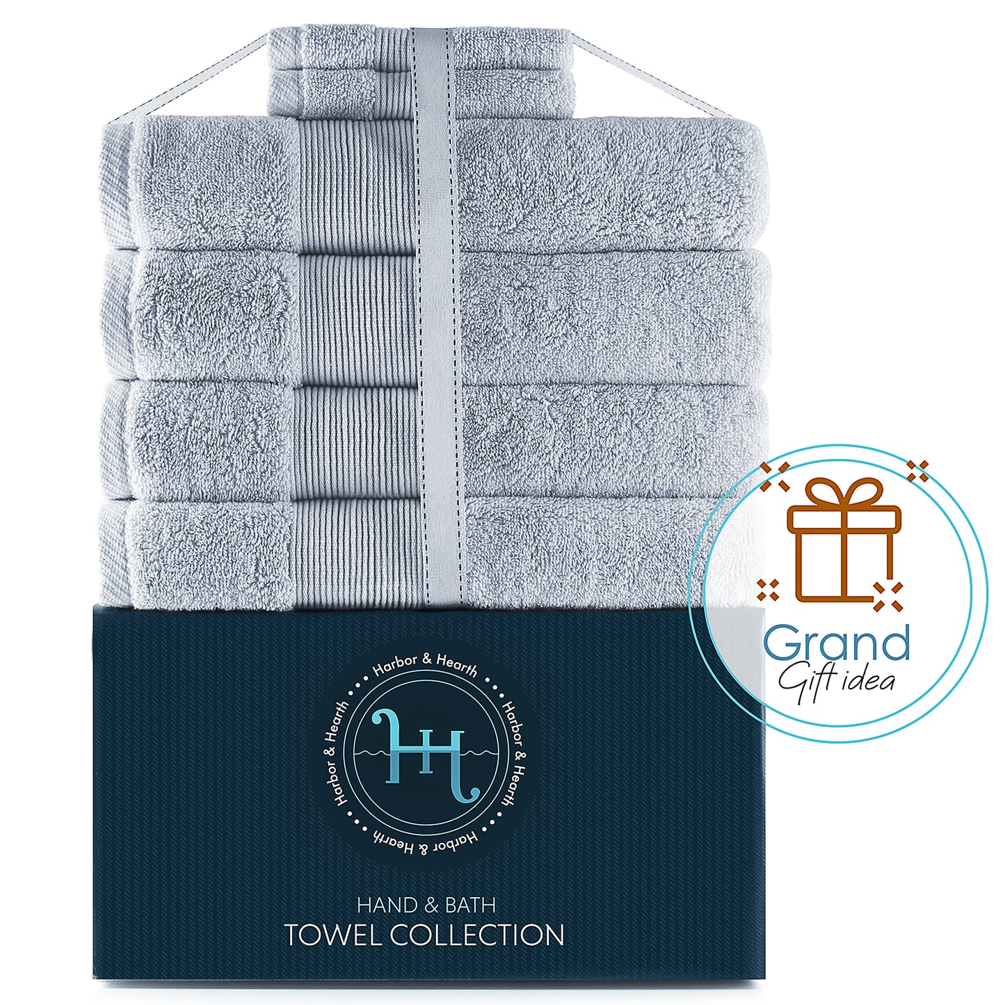 Hearth & Harbor 700 GSM Hand & Bath Towel Collection – 100% Cotton Luxury Set of 4 Bath Towels & 2 Wash Cloths – Ultra Soft & Highly Absorbent Beach, Spa & Bathroom Body Shower Towels