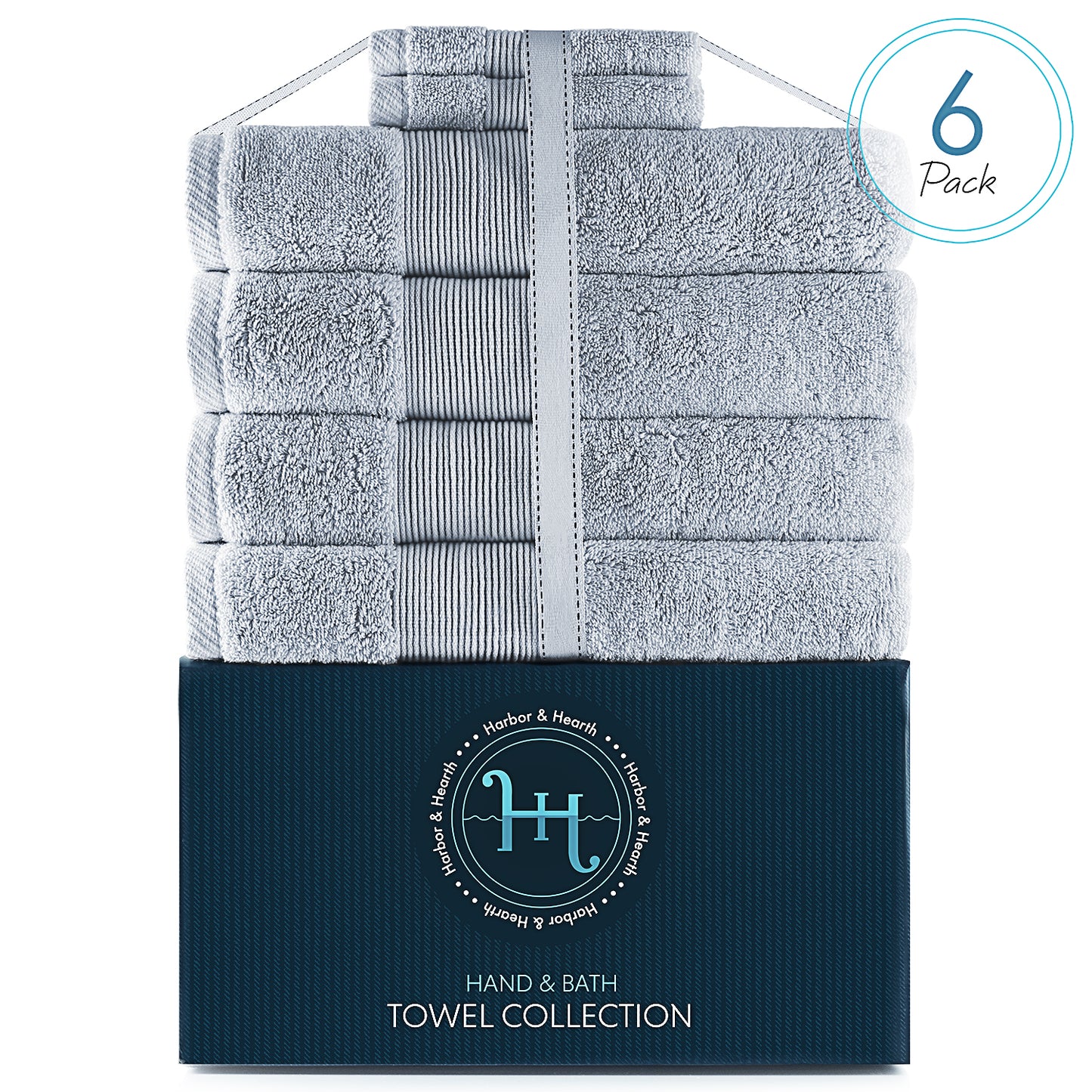 Hearth & Harbor 700 GSM Hand & Bath Towel Collection – 100% Cotton Luxury Set of 4 Bath Towels & 2 Wash Cloths – Ultra Soft & Highly Absorbent Beach, Spa & Bathroom Body Shower Towels