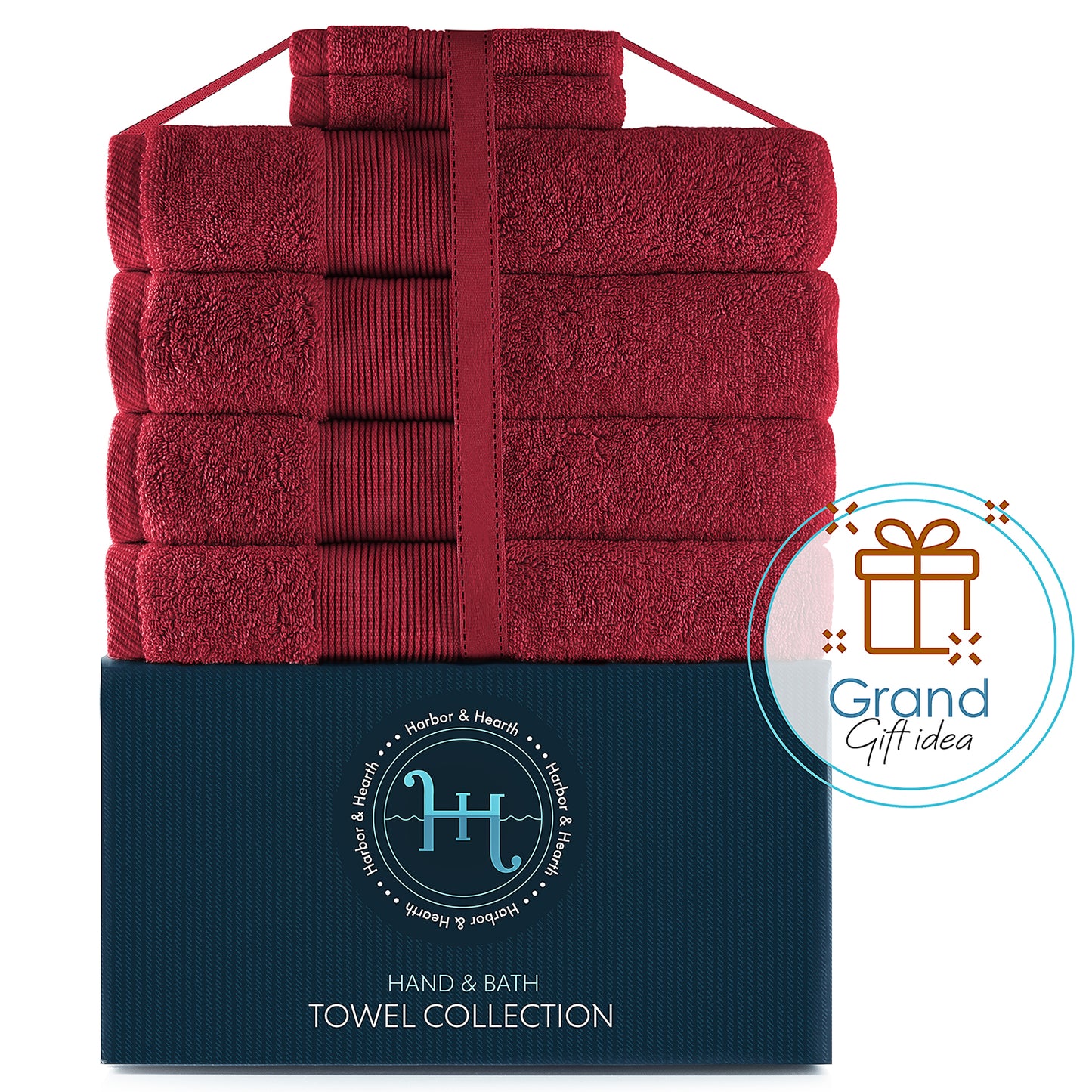 Hearth & Harbor 700 GSM Hand & Bath Towel Collection – 100% Cotton Luxury Set of 4 Bath Towels & 2 Wash Cloths – Ultra Soft & Highly Absorbent Beach, Spa & Bathroom Body Shower Towels