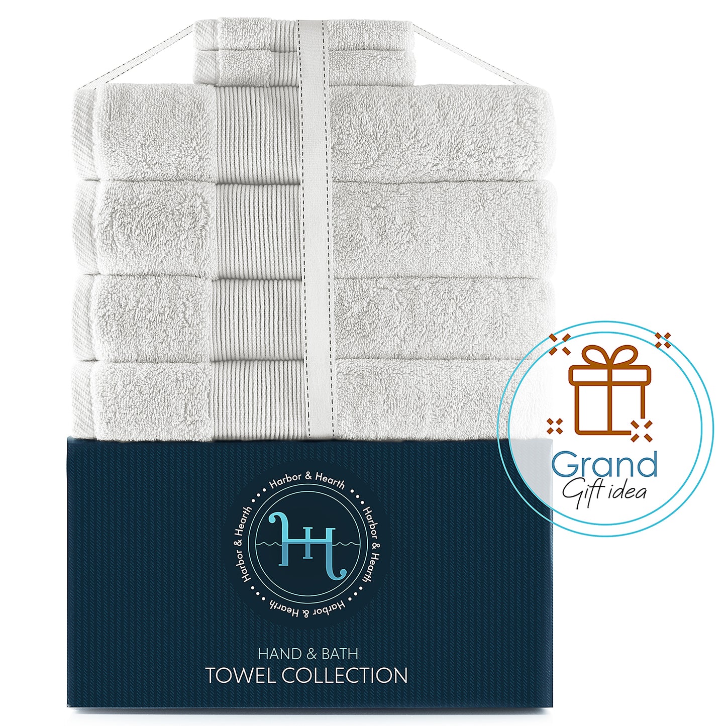 Hearth & Harbor 700 GSM Hand & Bath Towel Collection – 100% Cotton Luxury Set of 4 Bath Towels & 2 Wash Cloths – Ultra Soft & Highly Absorbent Beach, Spa & Bathroom Body Shower Towels