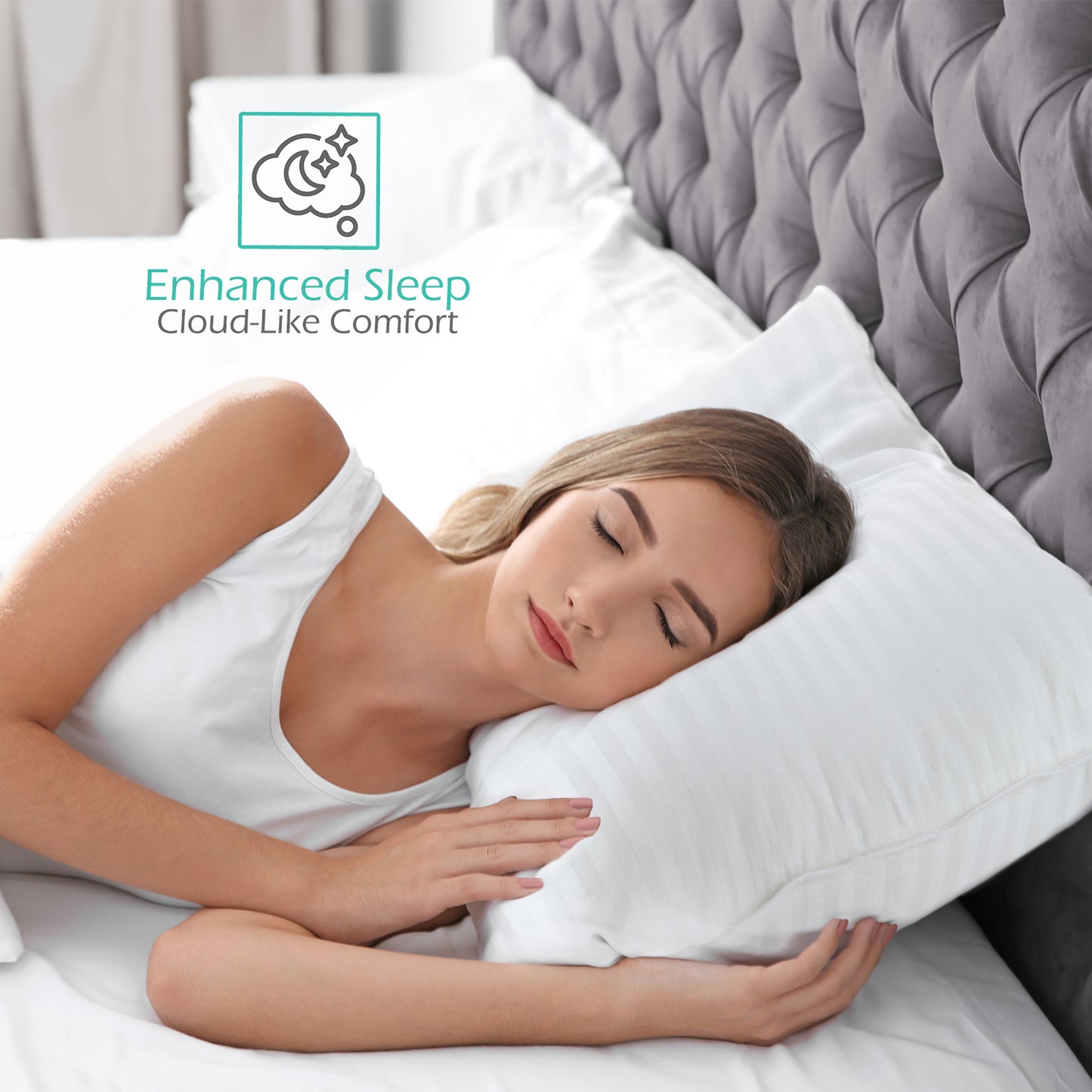 Nestl Bed Pillows for Sleeping | Down Alternative Sleep Pillows | 100% Cotton Pillow Covers with Poly Fiber Filling | Soft Pillow for Sleeping