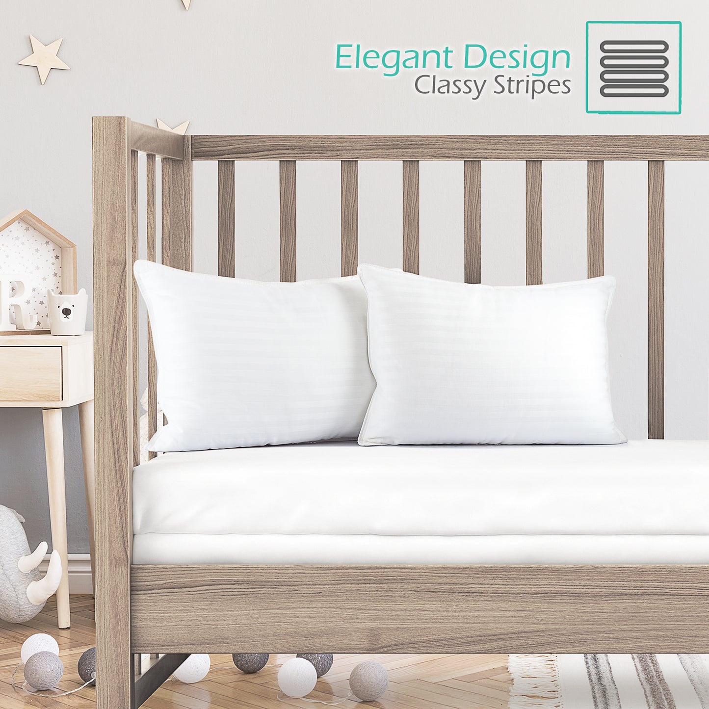 Nestl Bed Pillows for Sleeping | Down Alternative Sleep Pillows | 100% Cotton Pillow Covers with Poly Fiber Filling | Soft Pillow for Sleeping