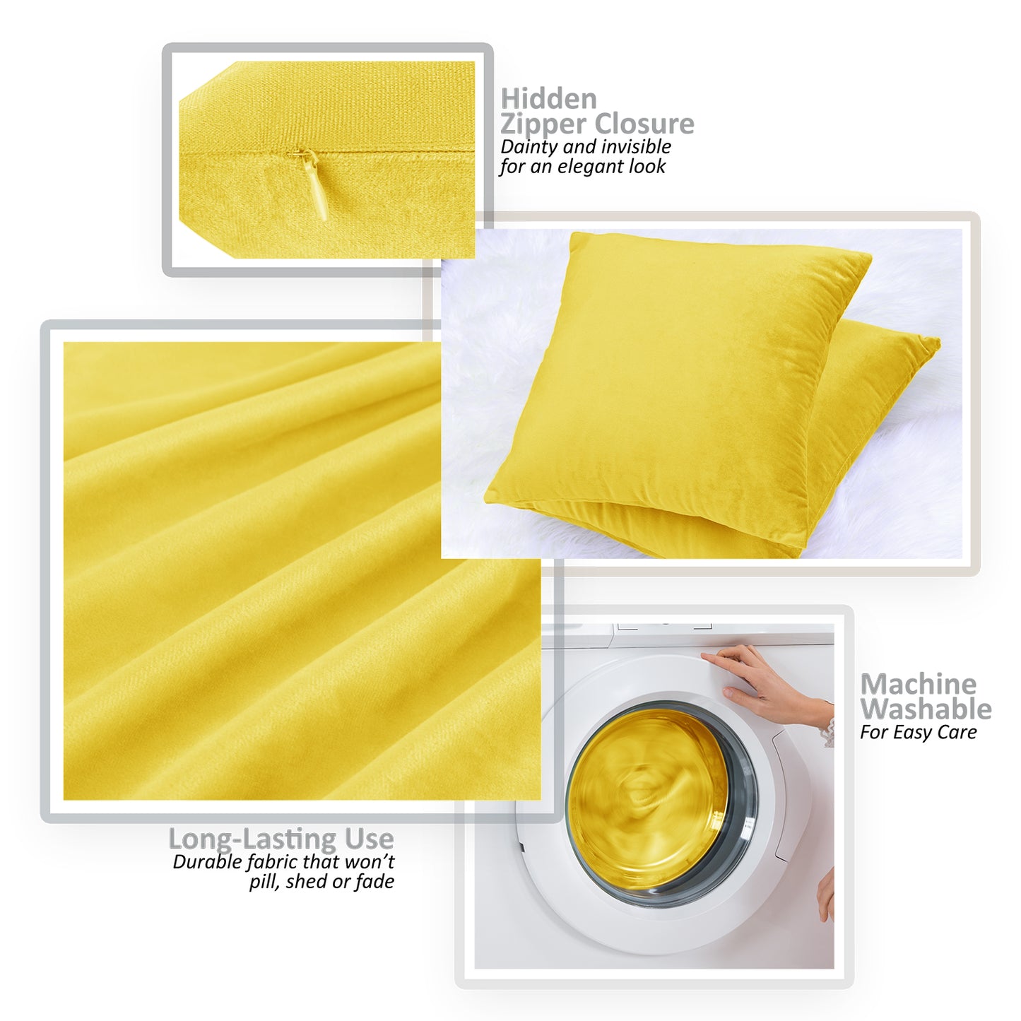 Holiday Nestl Throw Pillow Covers, Cozy Velvet Decorative Outdoor Pillow Covers 16x16 & 18x18 Inches, Soft Solid Cushion Covers for Sofa, Bed and Car, Set of 2