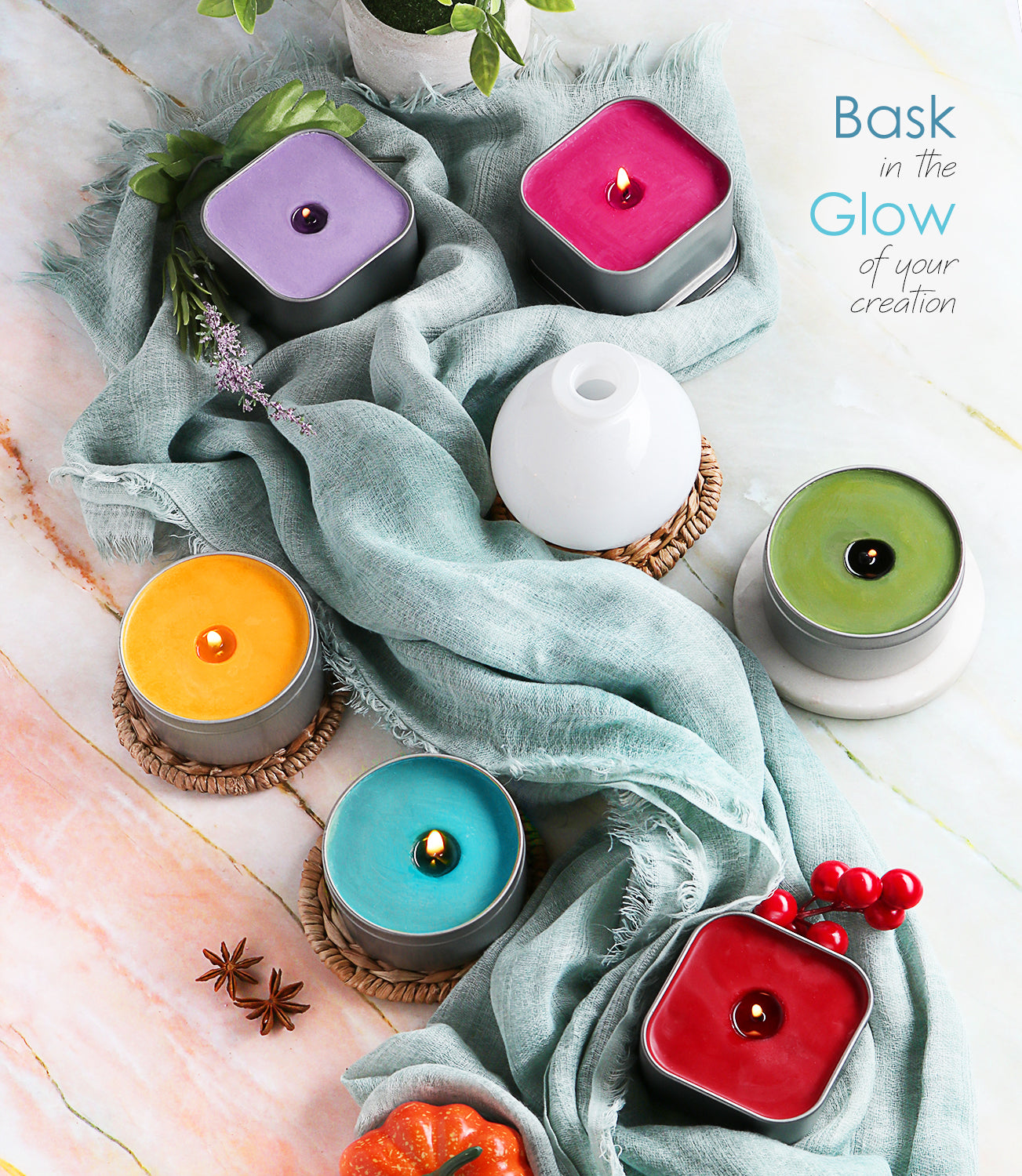 CraftBud Candle Making Kit - 58 Pieces Soy Candle Making Kit - Complete Candle Maker Kit - Best Candle Maker Kit for Adults and Beginners - Candle Kit with 16 Colors