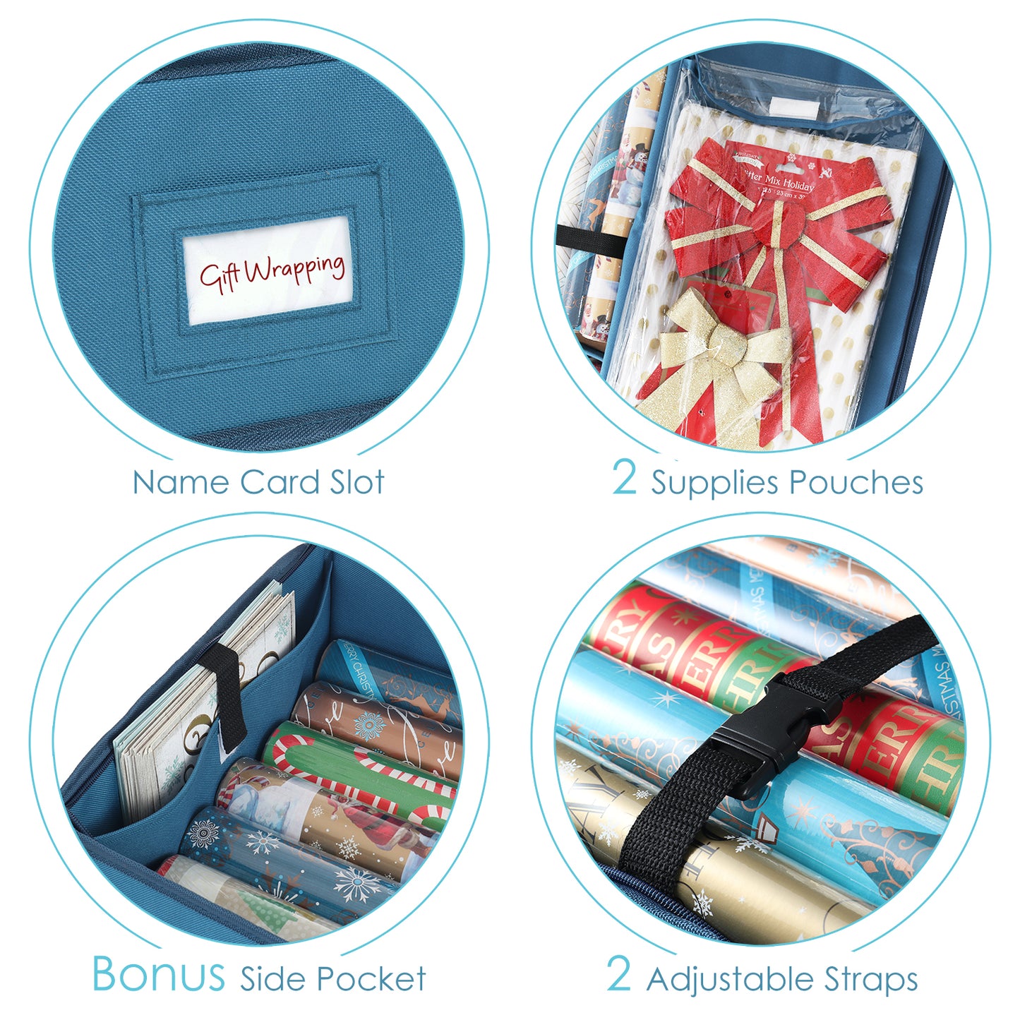 Hearth & Harbor Premium Christmas Gift Wrap Storage Organizer Box For Holiday Accessories