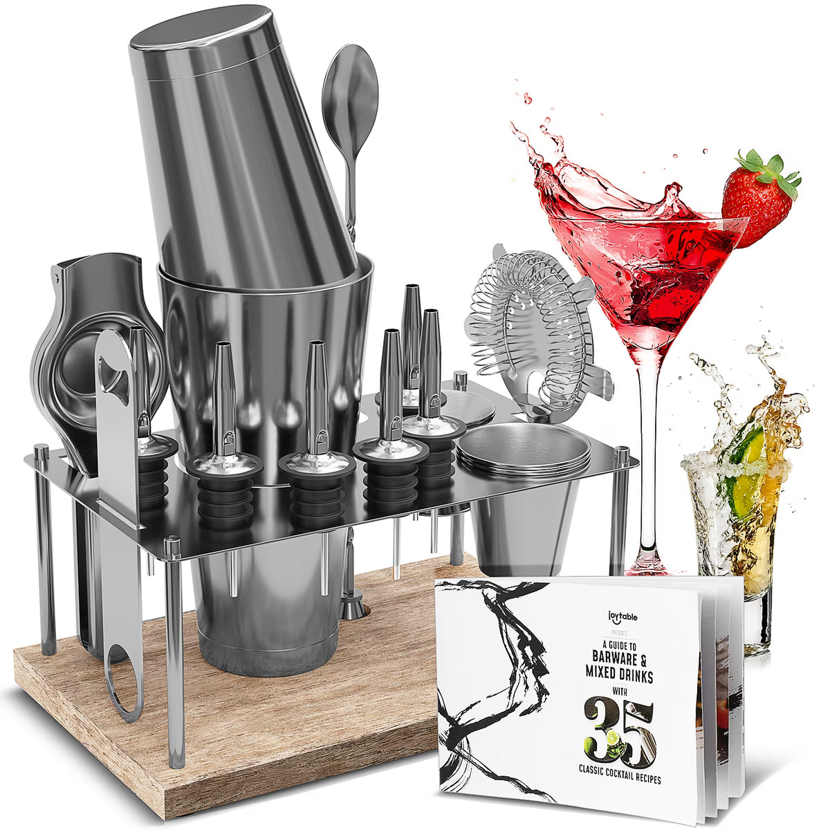 JoyTable Bartender Cocktail Shaker Set, Stainless Steel Bartender Kit Bar Tool Set