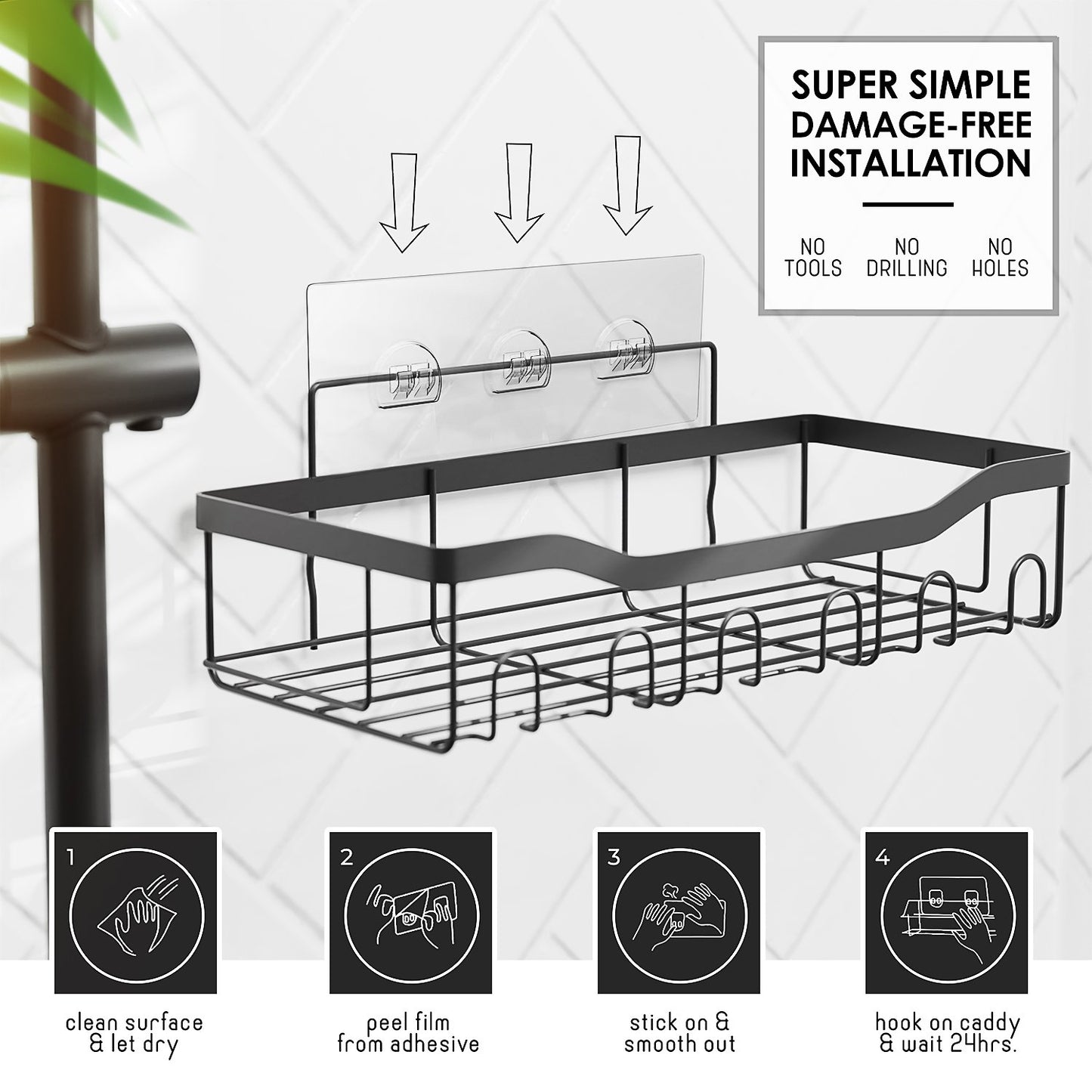 Lammaloe Adhesive Shower Caddy Organizer, 5 Pack Rustproof Shower Caddy Over Shower Head