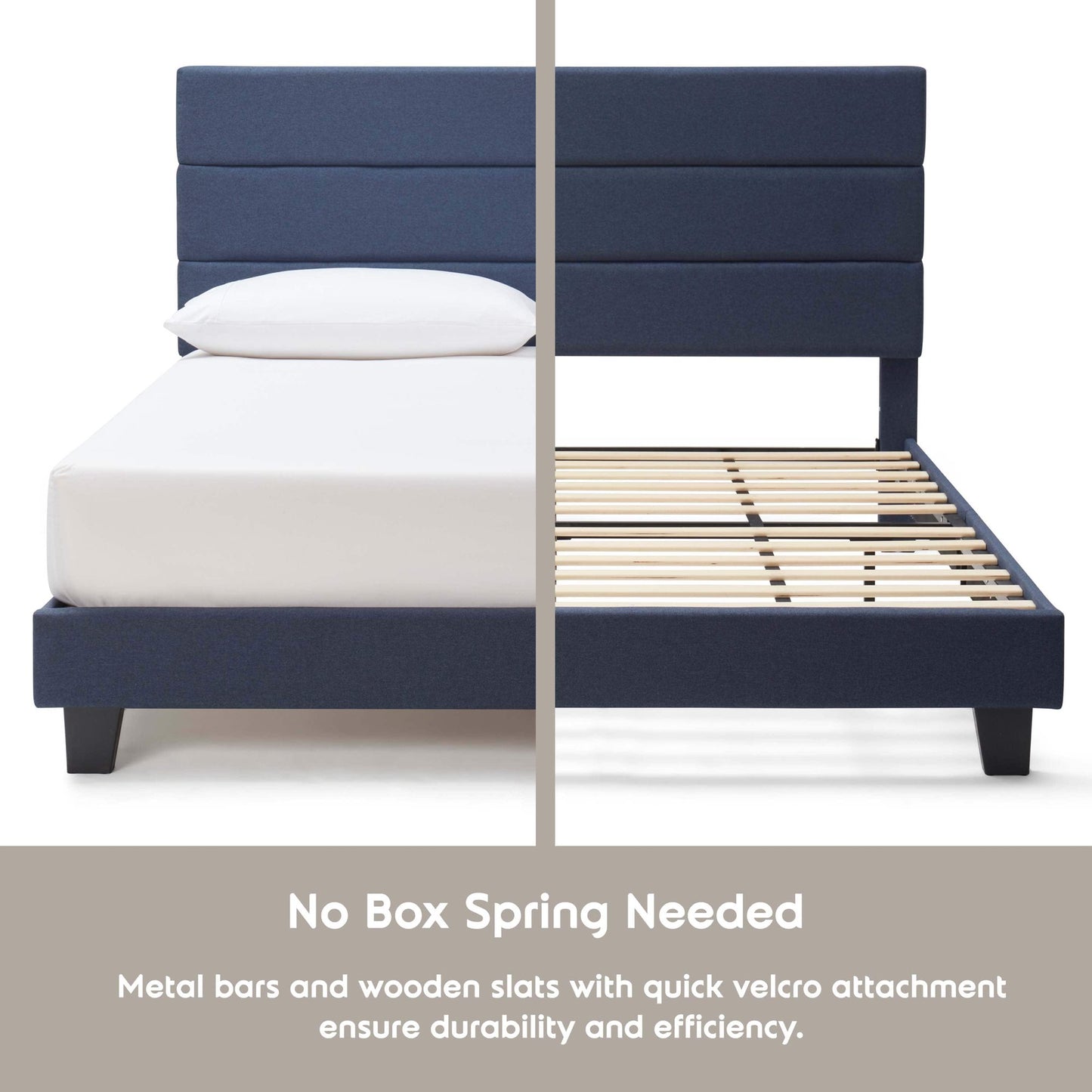 Lammaloe Platform Bed Frame with Horizontal Channel Upholstered Headboard