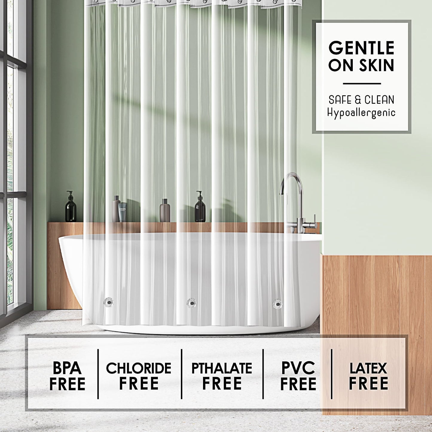 LammaLoe Shower Curtain Liner, Frosted Premium Thick PEVA Shower Liner, Rustproof Grommets, Mildew Resistant, 70" x 72"