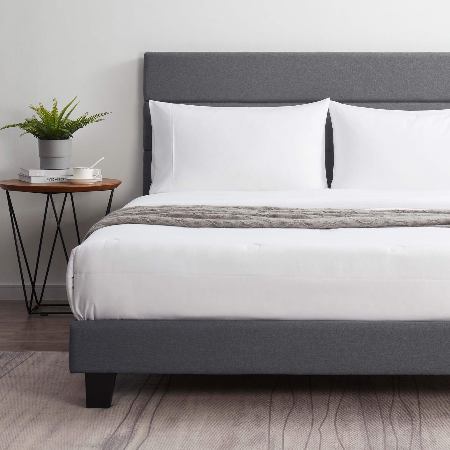 Lammaloe Platform Bed Frame with Horizontal Channel Upholstered Headboard