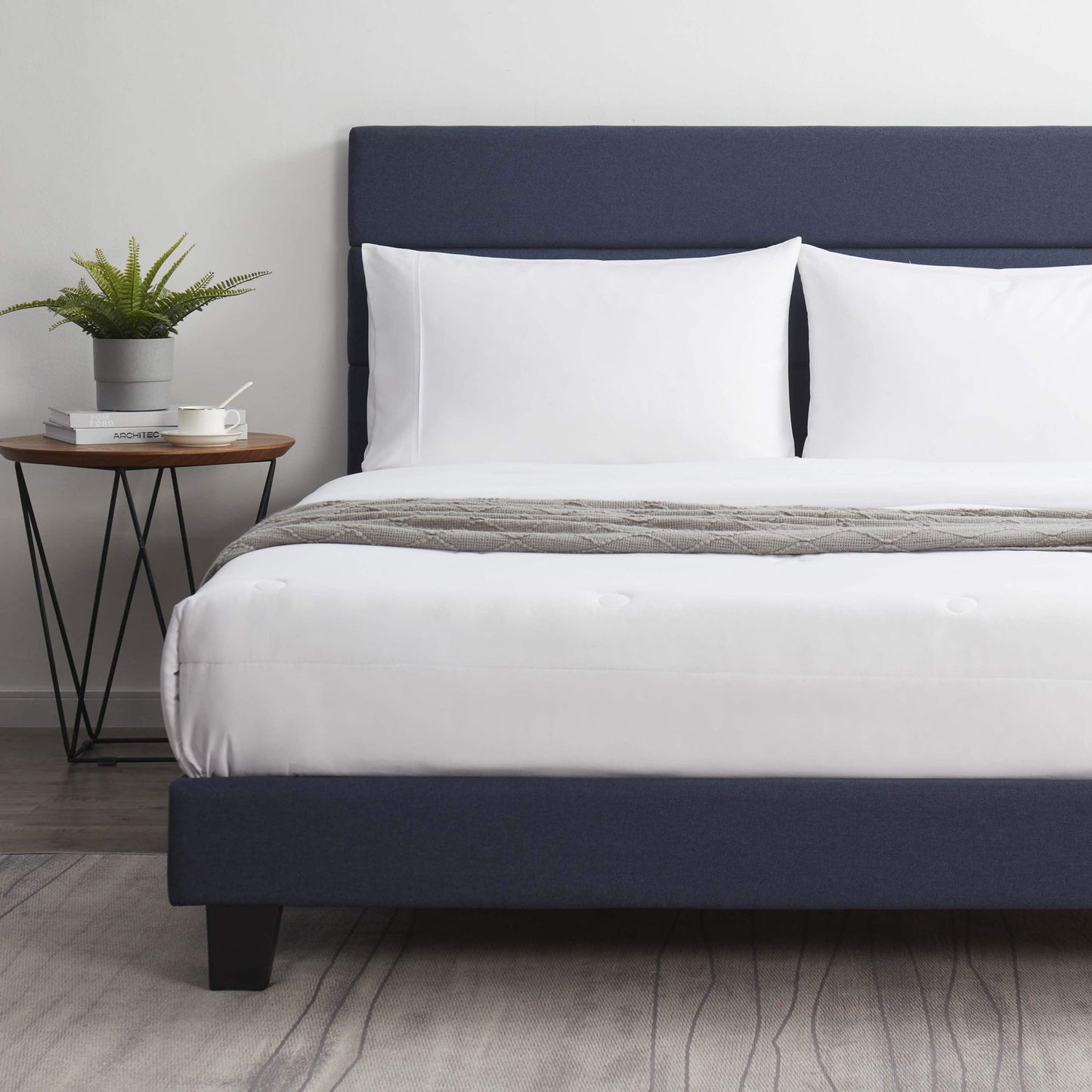 Lammaloe Platform Bed Frame with Horizontal Channel Upholstered Headboard