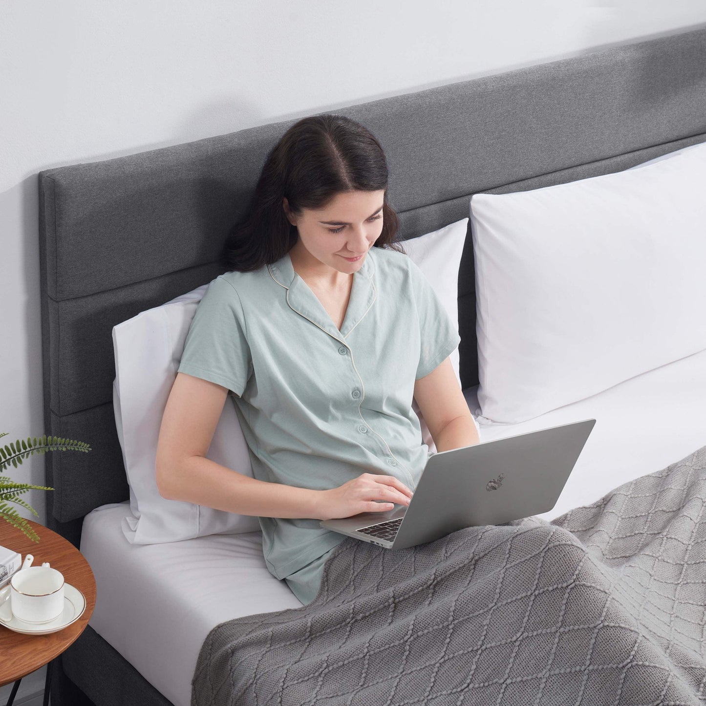 Lammaloe Platform Bed Frame with Horizontal Channel Upholstered Headboard