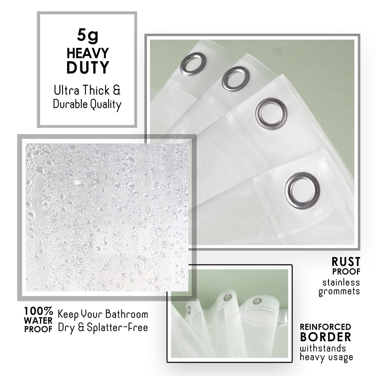 LammaLoe Shower Curtain Liner, Frosted Premium Thick PEVA Shower Liner, Rustproof Grommets, Mildew Resistant, 70" x 72"