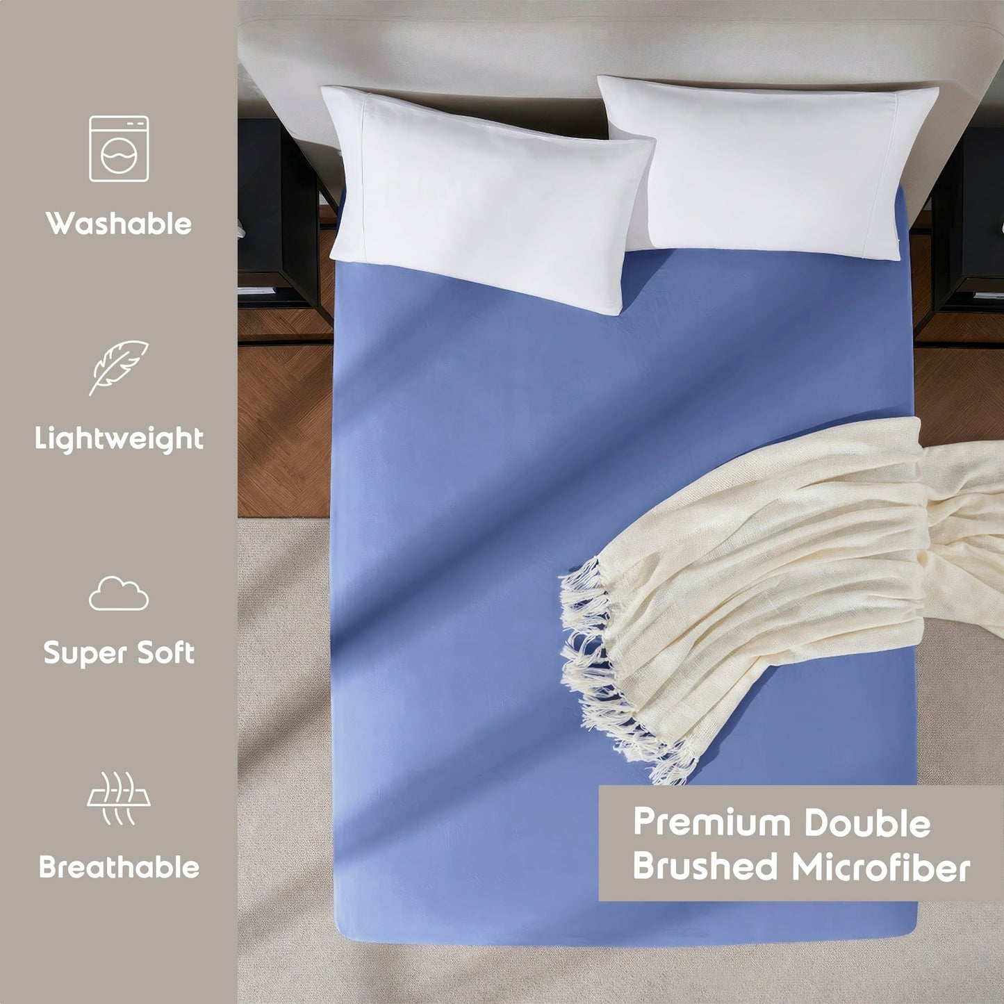 Virtu 1800 Extra Deep Fitted Sheet Queen / King / Cal King