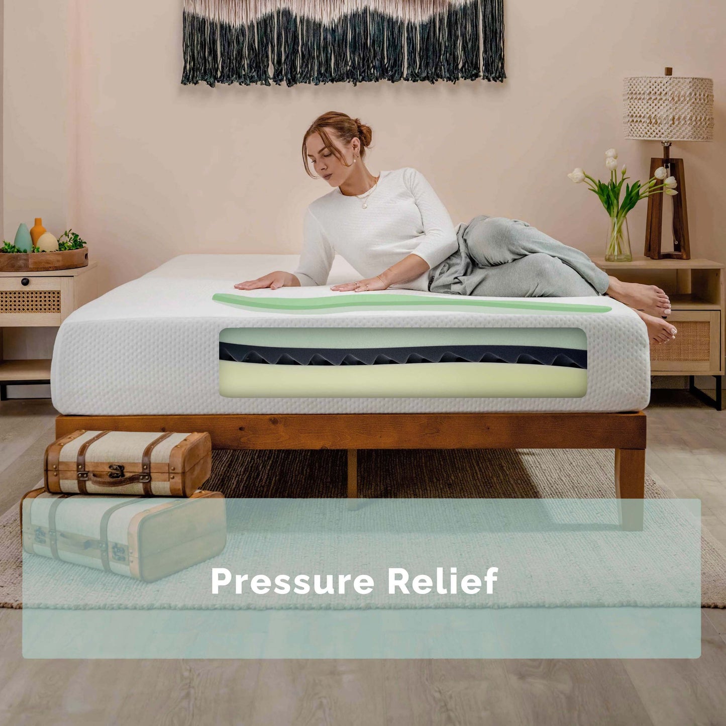 Virtu Green Tea Cooling Graphite Memory Foam Mattress In A Box