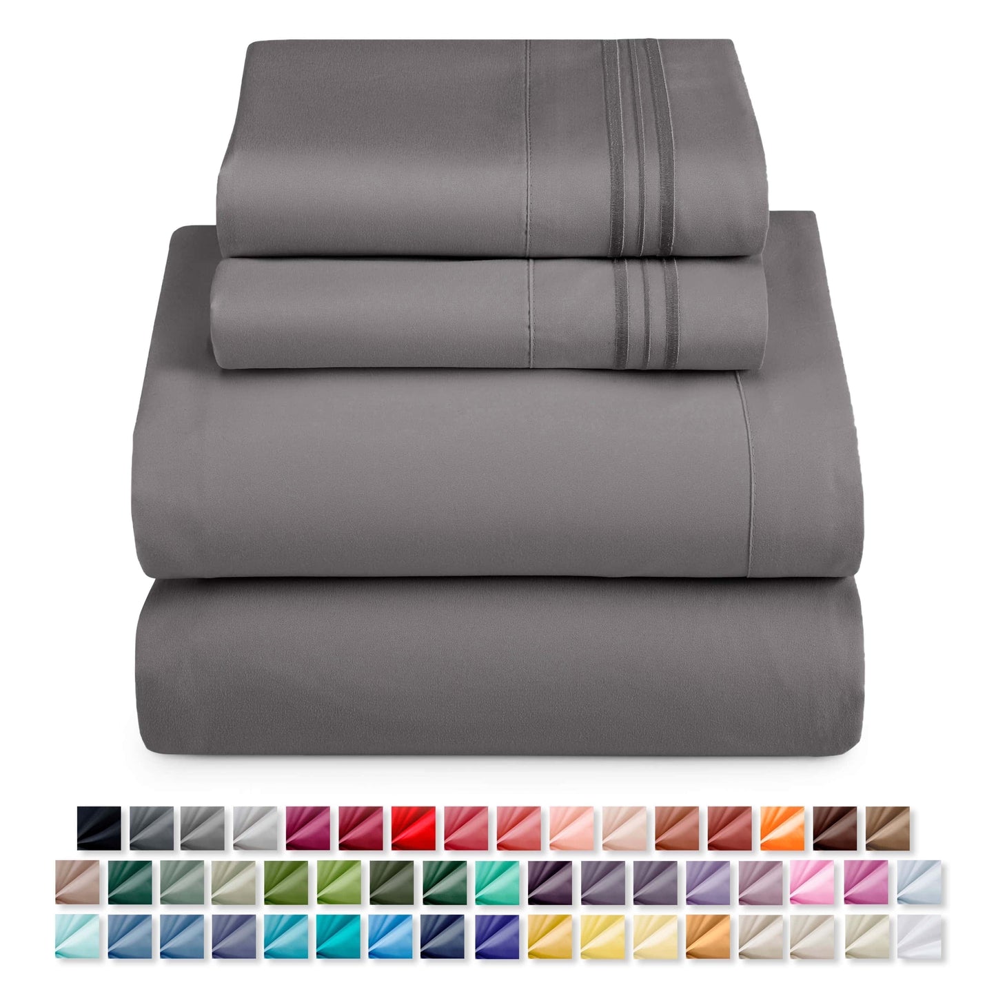Nestl Bed Sheet Sets Split King, 1800 Series Deep Pocket 4 Piece Bedding Set, Luxury Soft Microfiber Sheet Sets