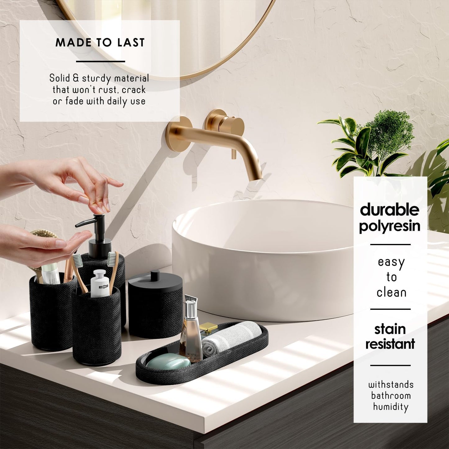 Clara Clark Polyresin Bathroom Accessories Set