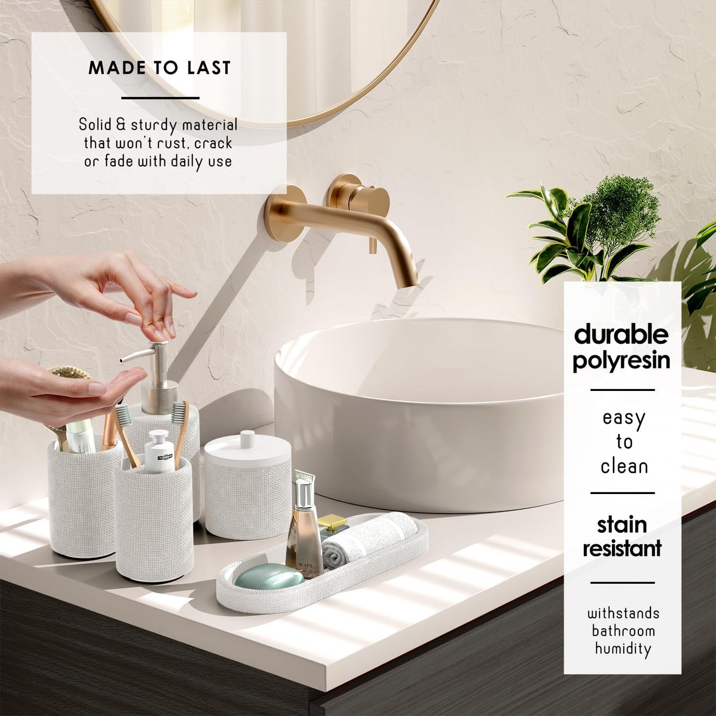 Clara Clark Polyresin Bathroom Accessories Set