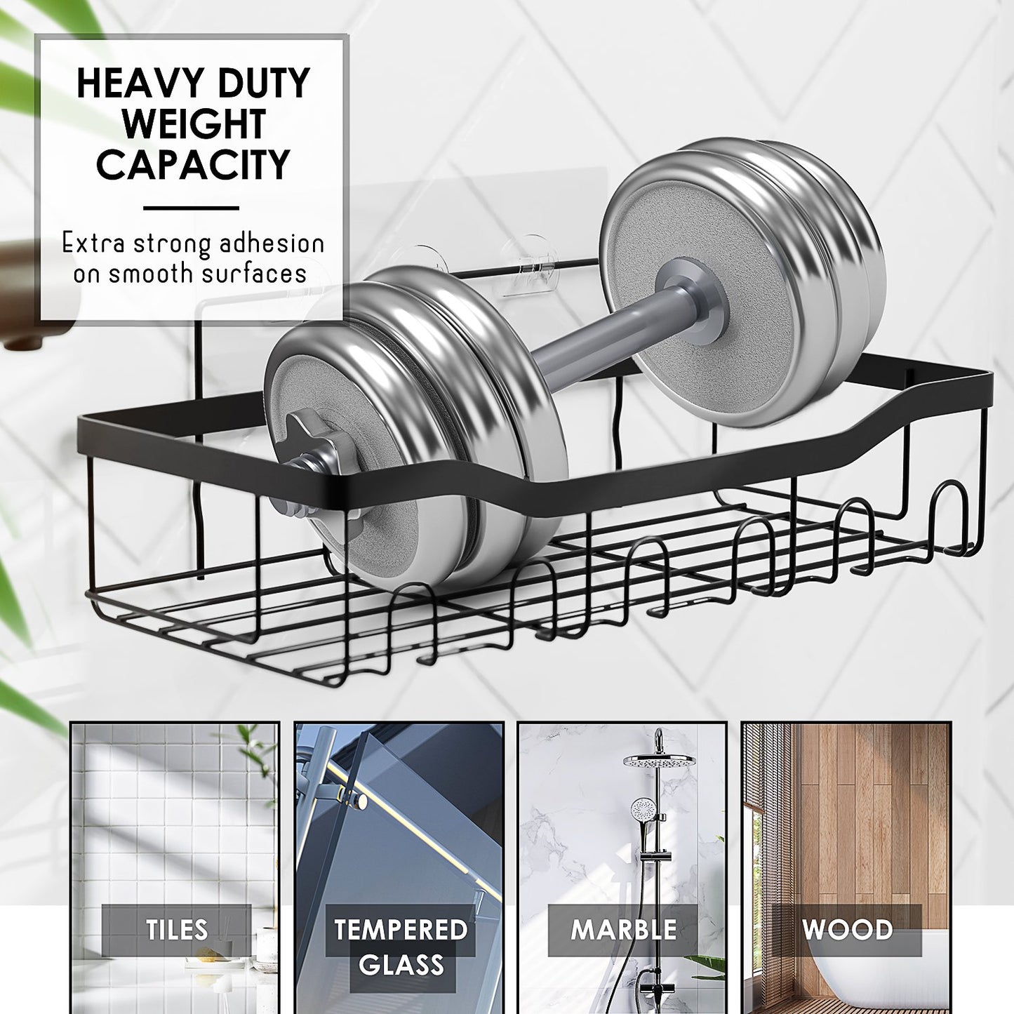 Lammaloe Adhesive Shower Caddy Organizer, 5 Pack Rustproof Shower Caddy Over Shower Head