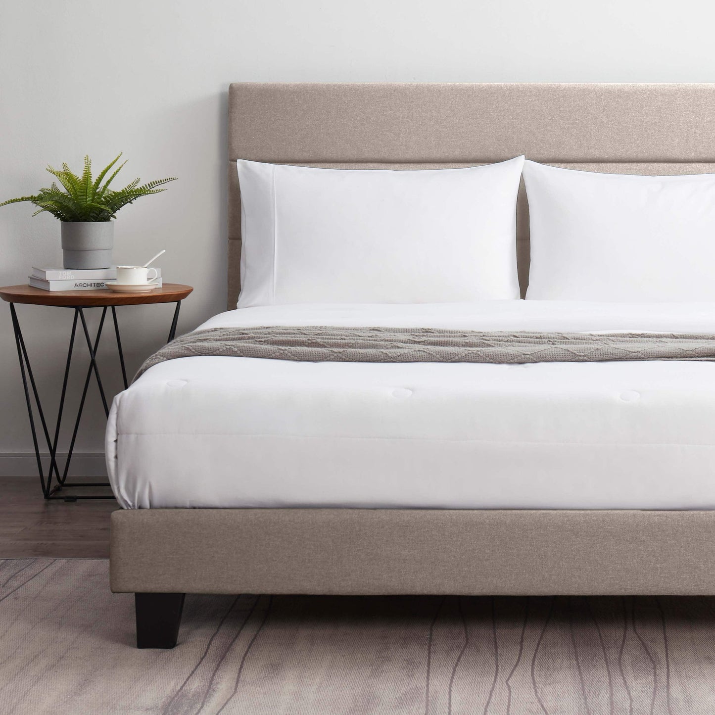 Lammaloe Platform Bed Frame with Horizontal Channel Upholstered Headboard