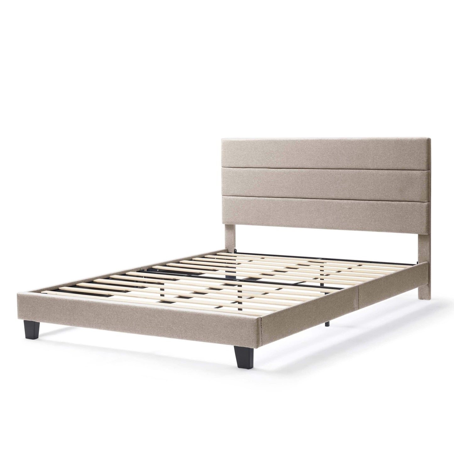 Lammaloe Platform Bed Frame with Horizontal Channel Upholstered Headboard