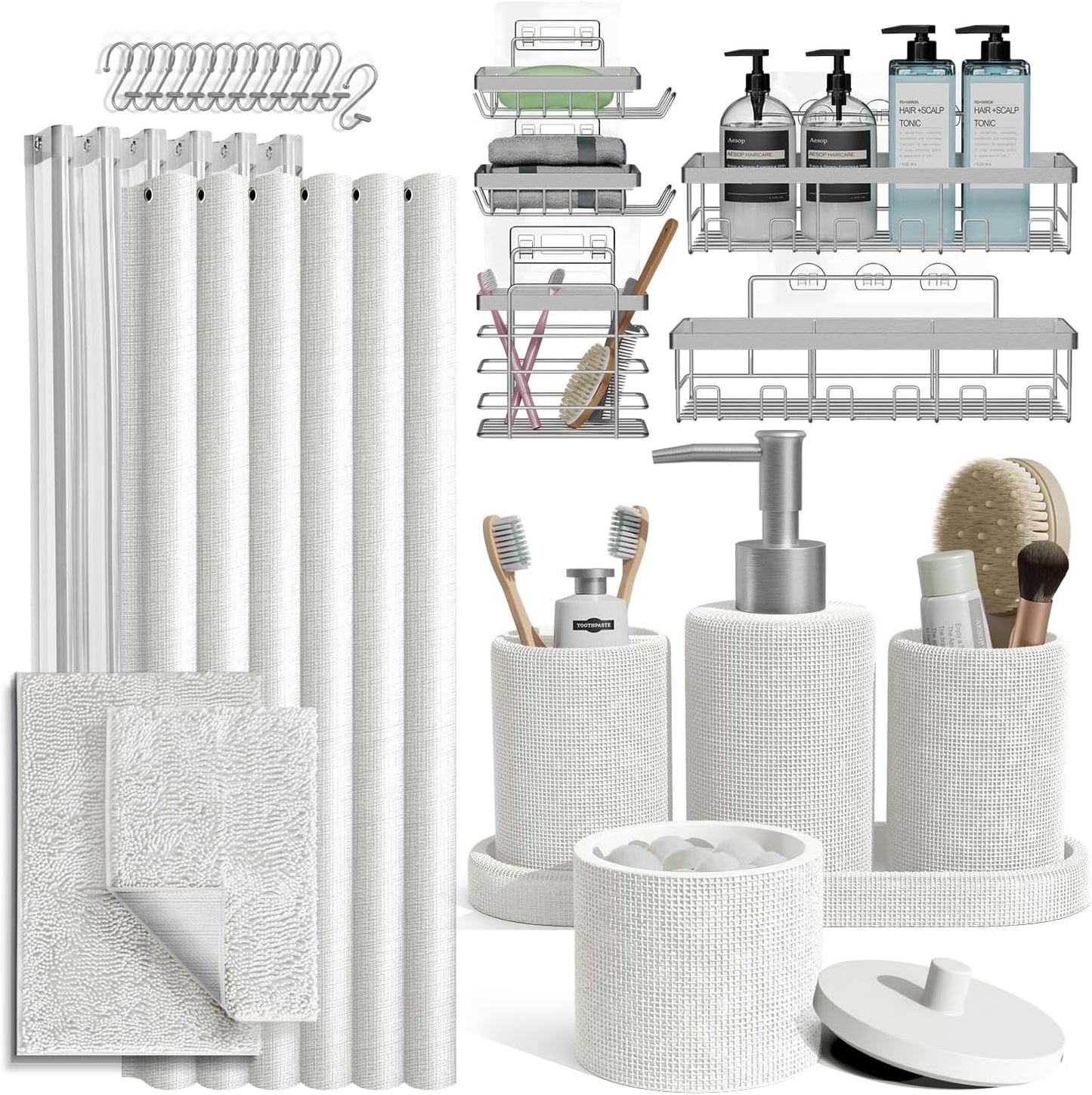 Clara Clark Polyresin Bathroom Accessories Set