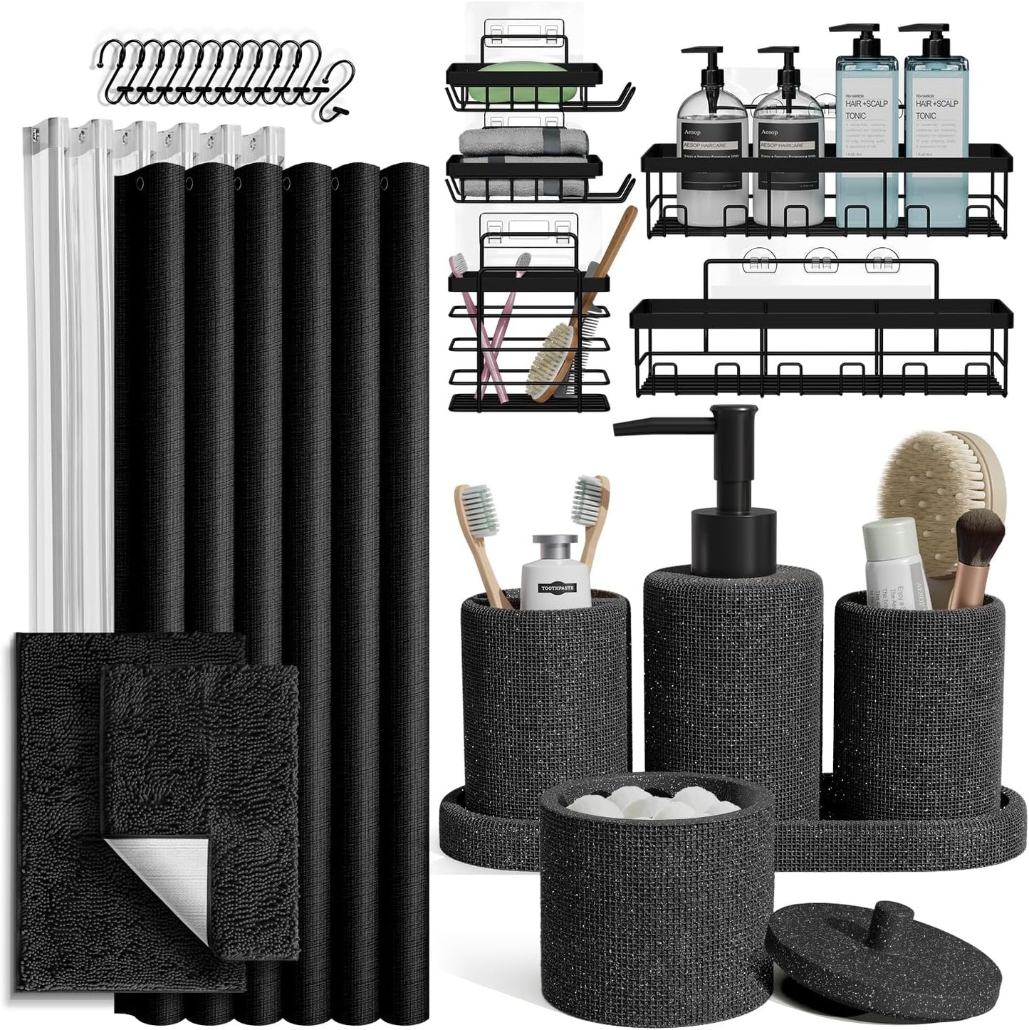 Clara Clark Polyresin Bathroom Accessories Set