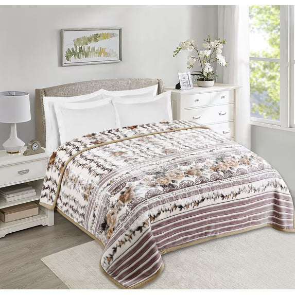 Virtu 2 Ply Thick Heavy Reversible Raschel Korean Style Warm Bed Blanket