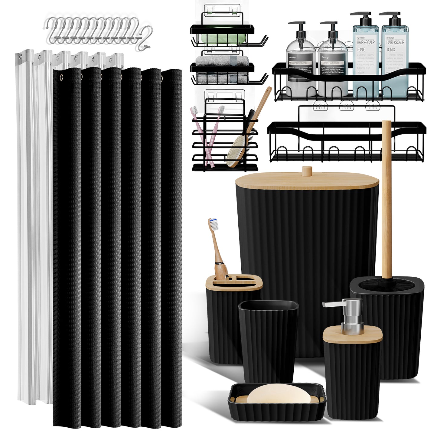 Clara Clark Shower Caddy and Bathroom Accessories Set