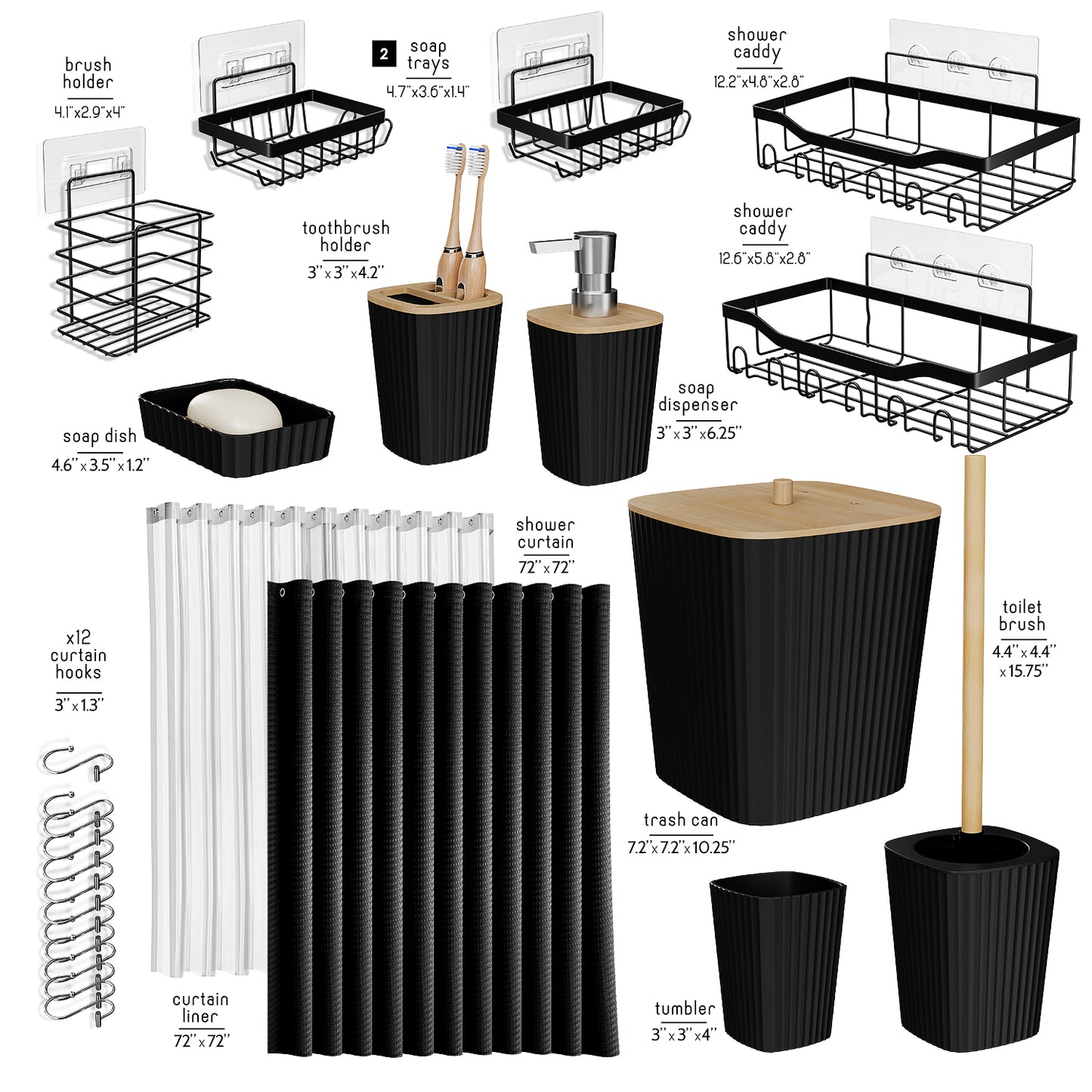 Clara Clark Shower Caddy and Bathroom Accessories Set