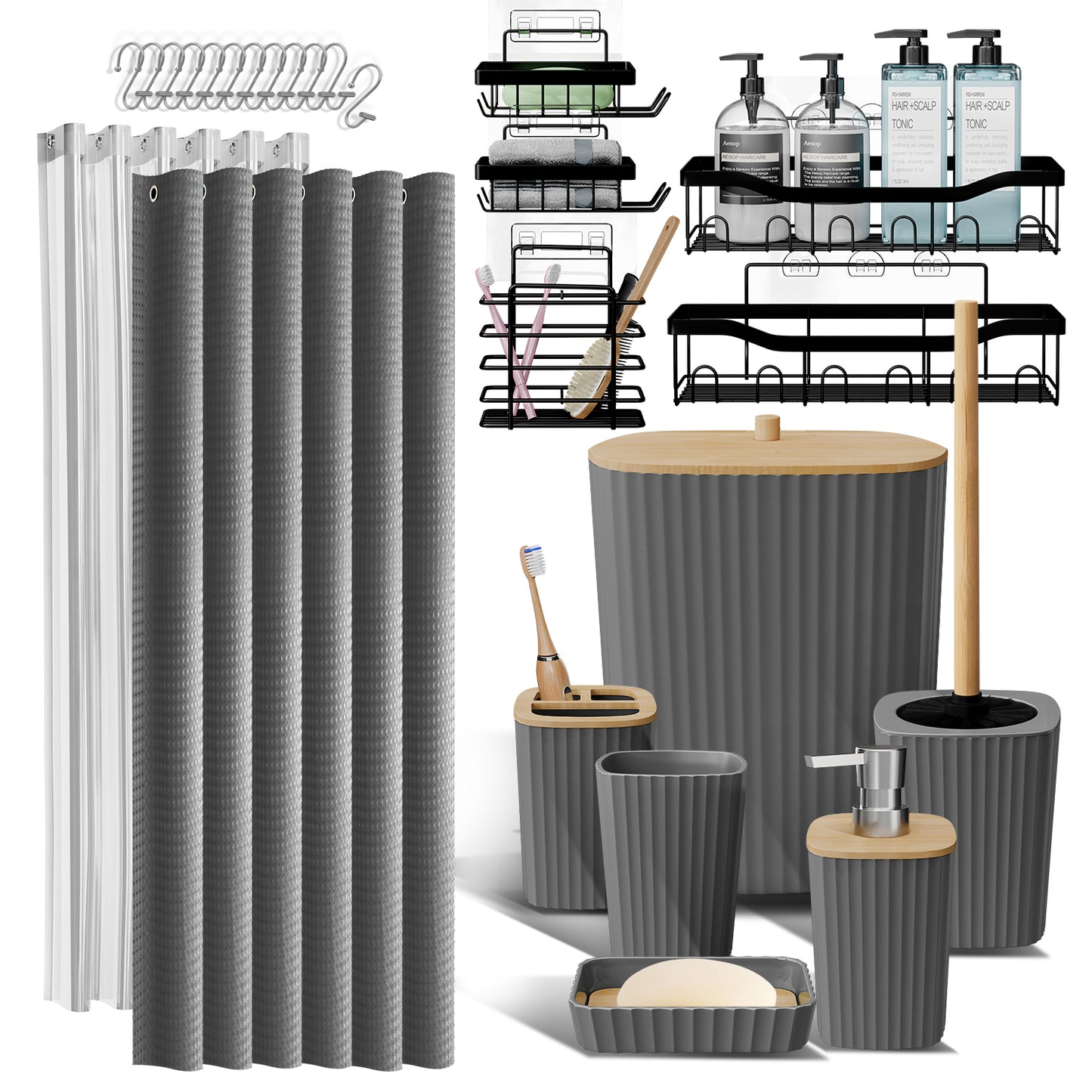 Clara Clark Shower Caddy and Bathroom Accessories Set