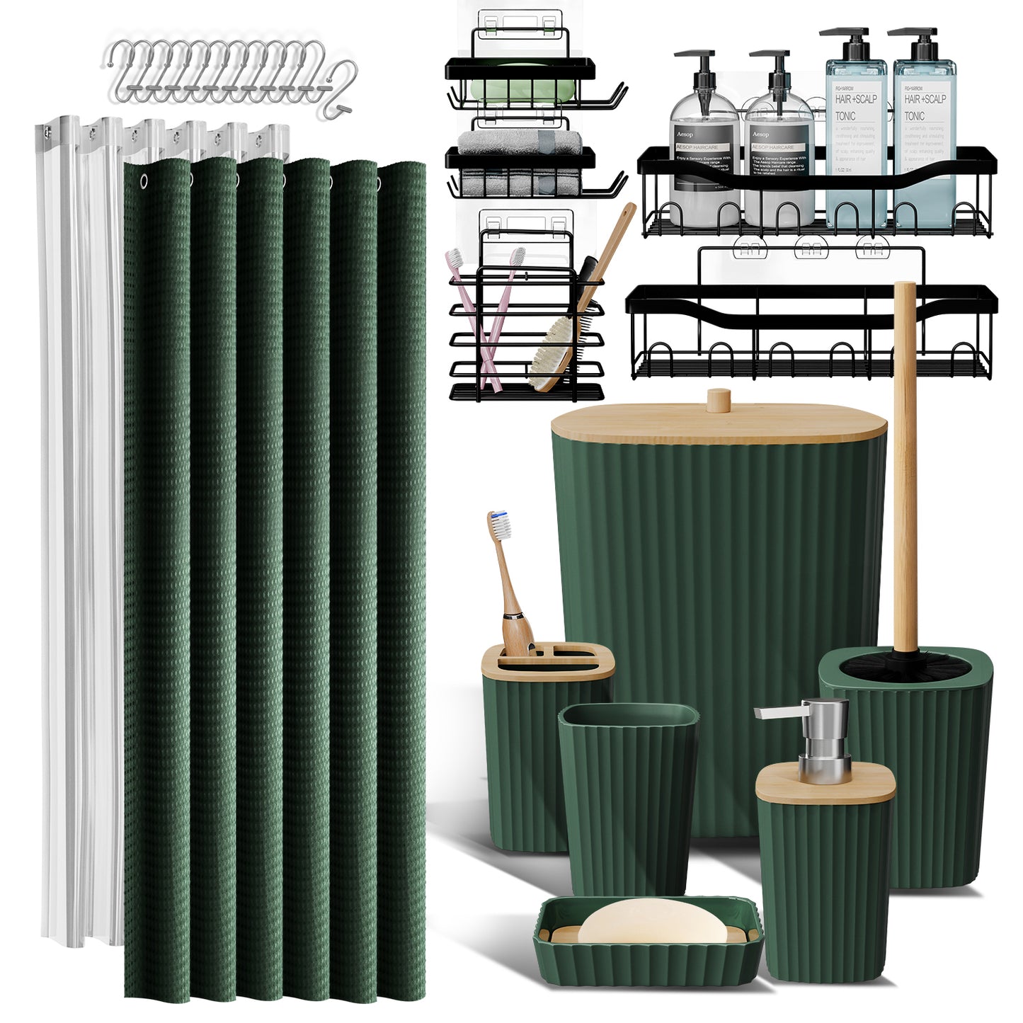 Clara Clark Shower Caddy and Bathroom Accessories Set