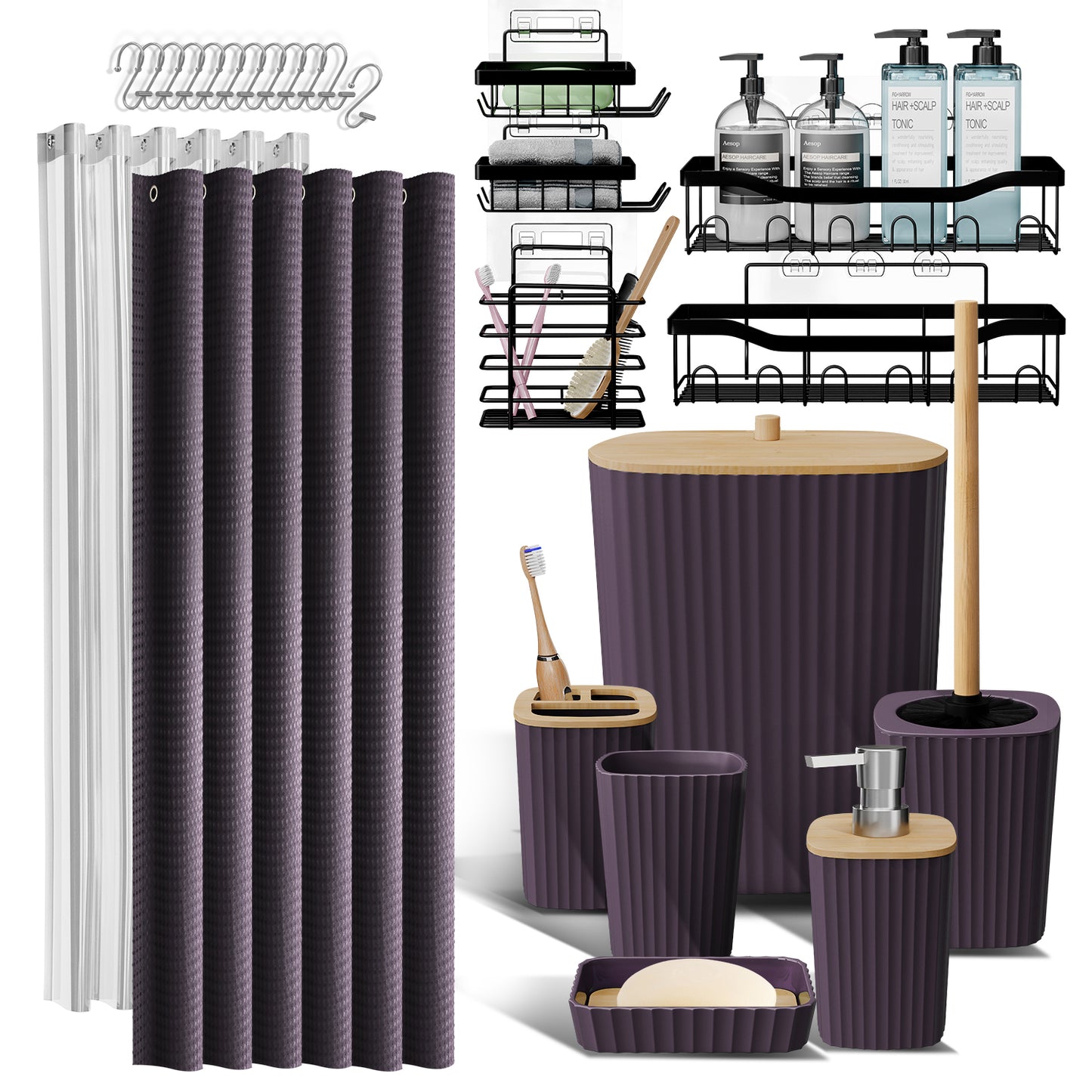 Clara Clark Shower Caddy and Bathroom Accessories Set