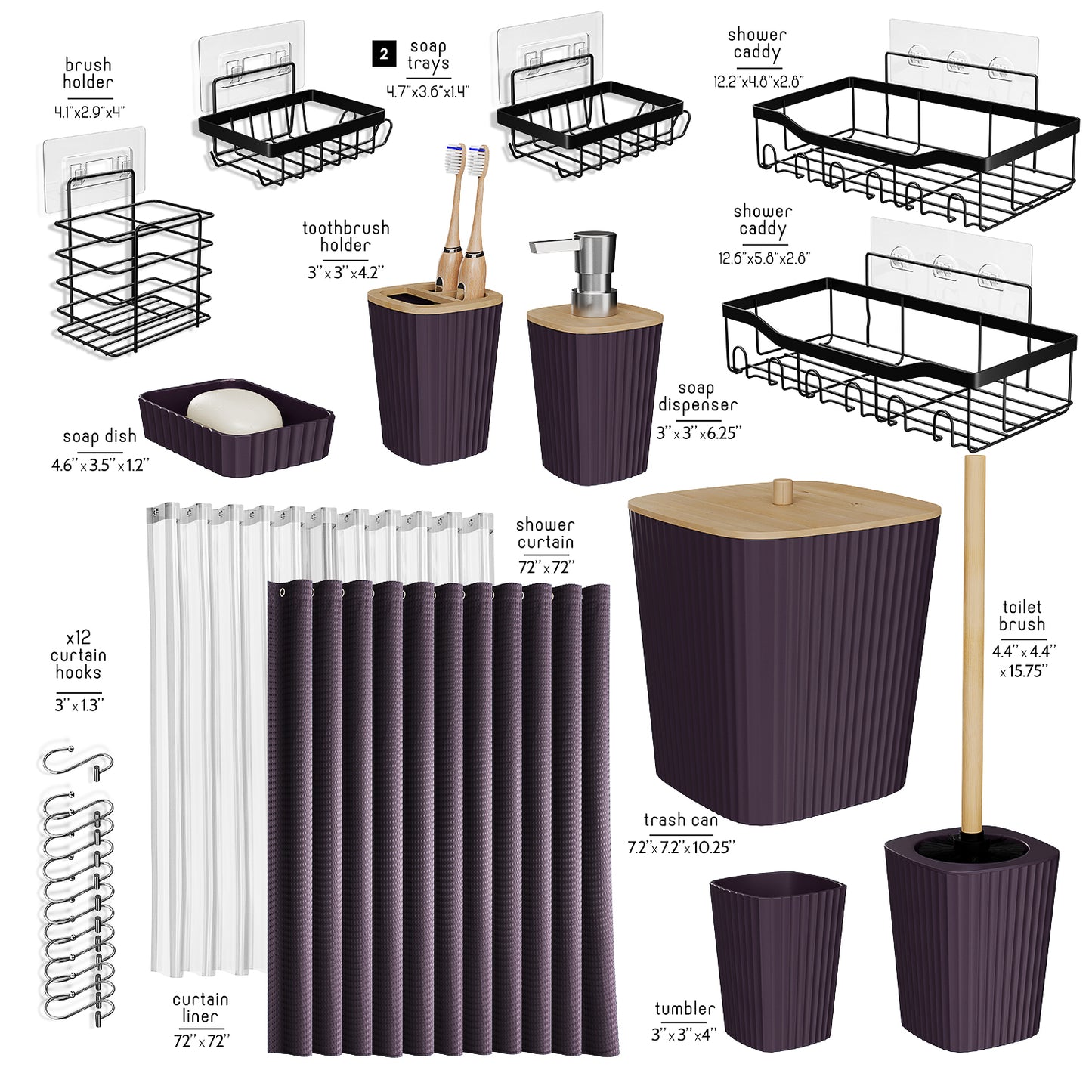 Clara Clark Shower Caddy and Bathroom Accessories Set