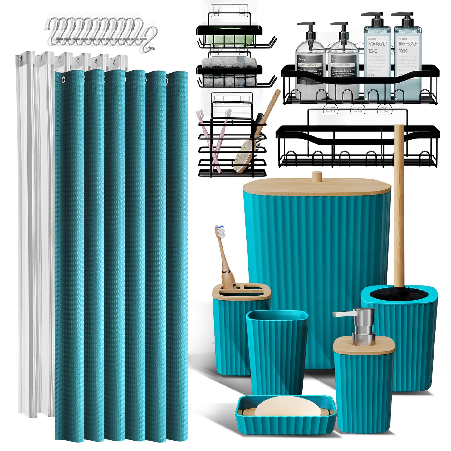 Clara Clark Shower Caddy and Bathroom Accessories Set
