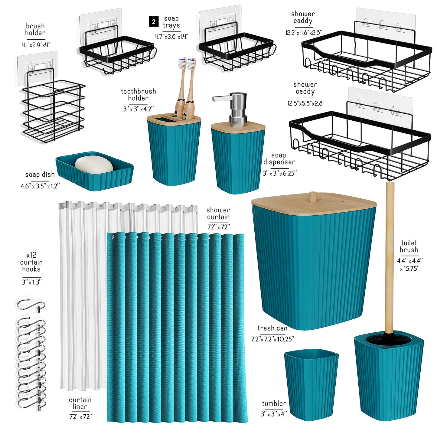 Clara Clark Shower Caddy and Bathroom Accessories Set
