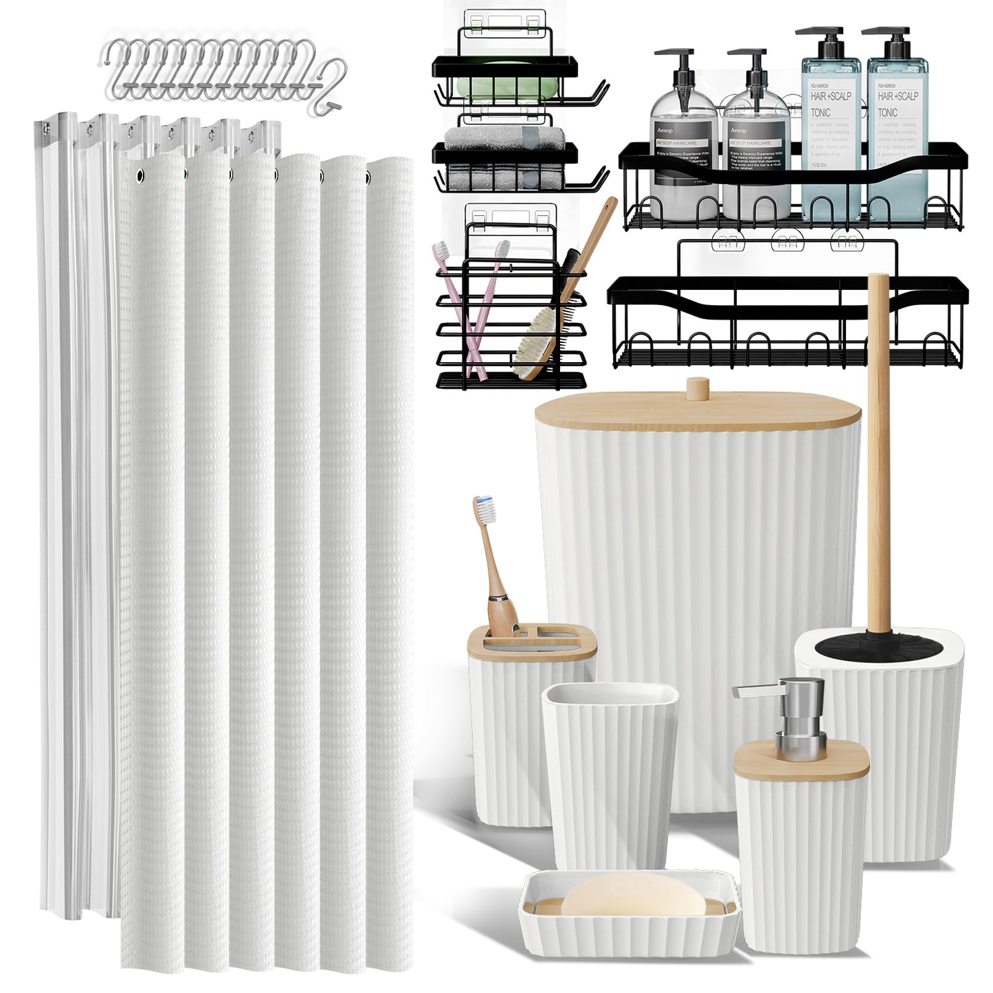 Clara Clark Shower Caddy and Bathroom Accessories Set