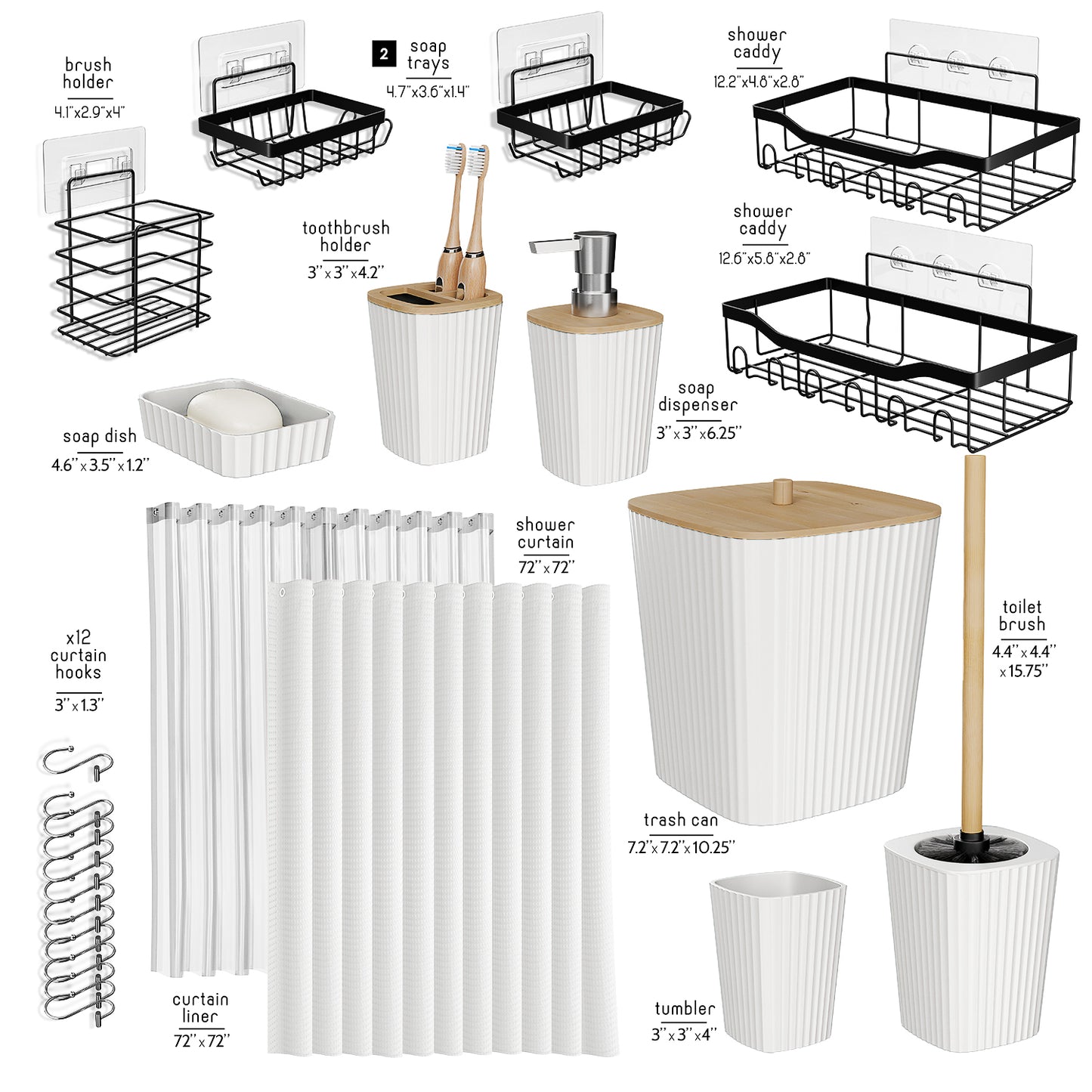 Clara Clark Shower Caddy and Bathroom Accessories Set