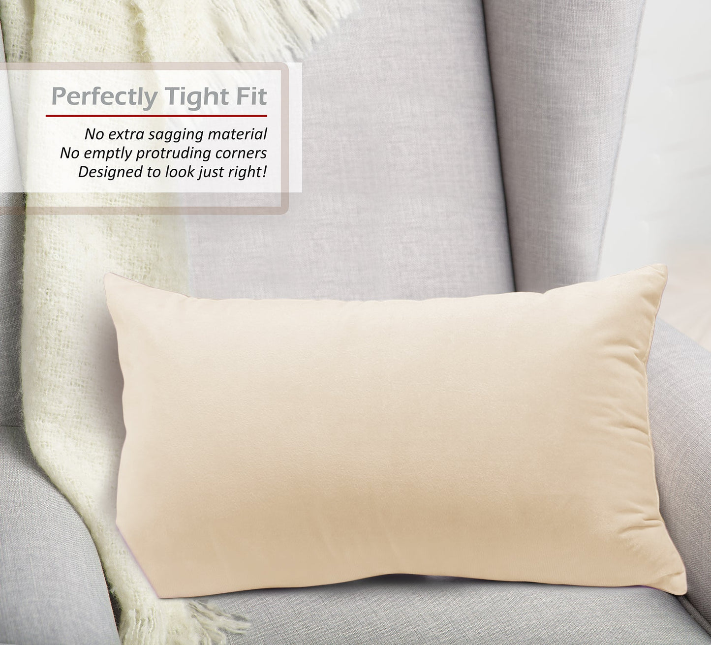 2 Pack 12 x 20 nestl Throw Pillow Covers, Cozy Velvet Decorative Outdoor Pillow