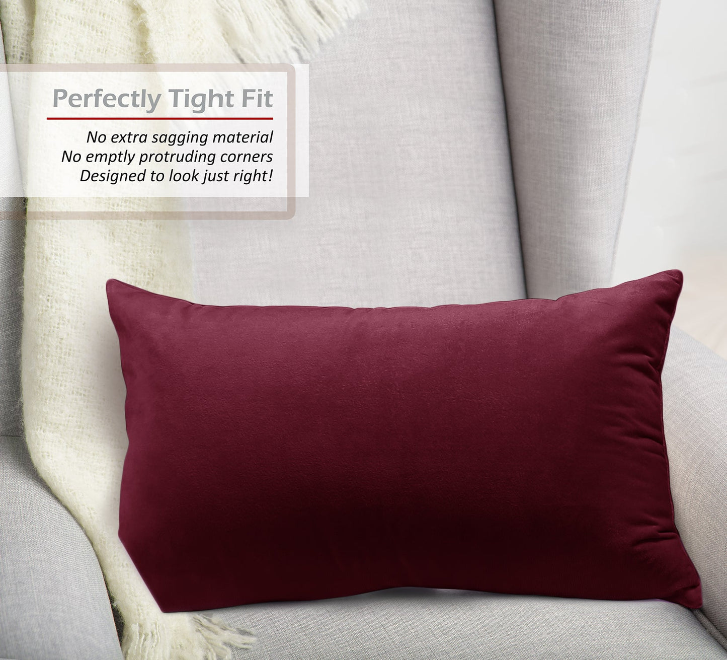 2 Pack 12 x 20 nestl Throw Pillow Covers, Cozy Velvet Decorative Outdoor Pillow