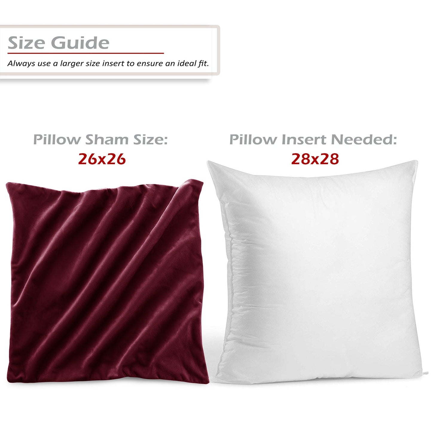 nestl Throw Pillow Covers, Cozy Velvet Decorative Outdoor Pillow Covers 24x24 & 26x26 Inches, Soft Solid Cushion Covers for Sofa, Bed and Car, Set of 2