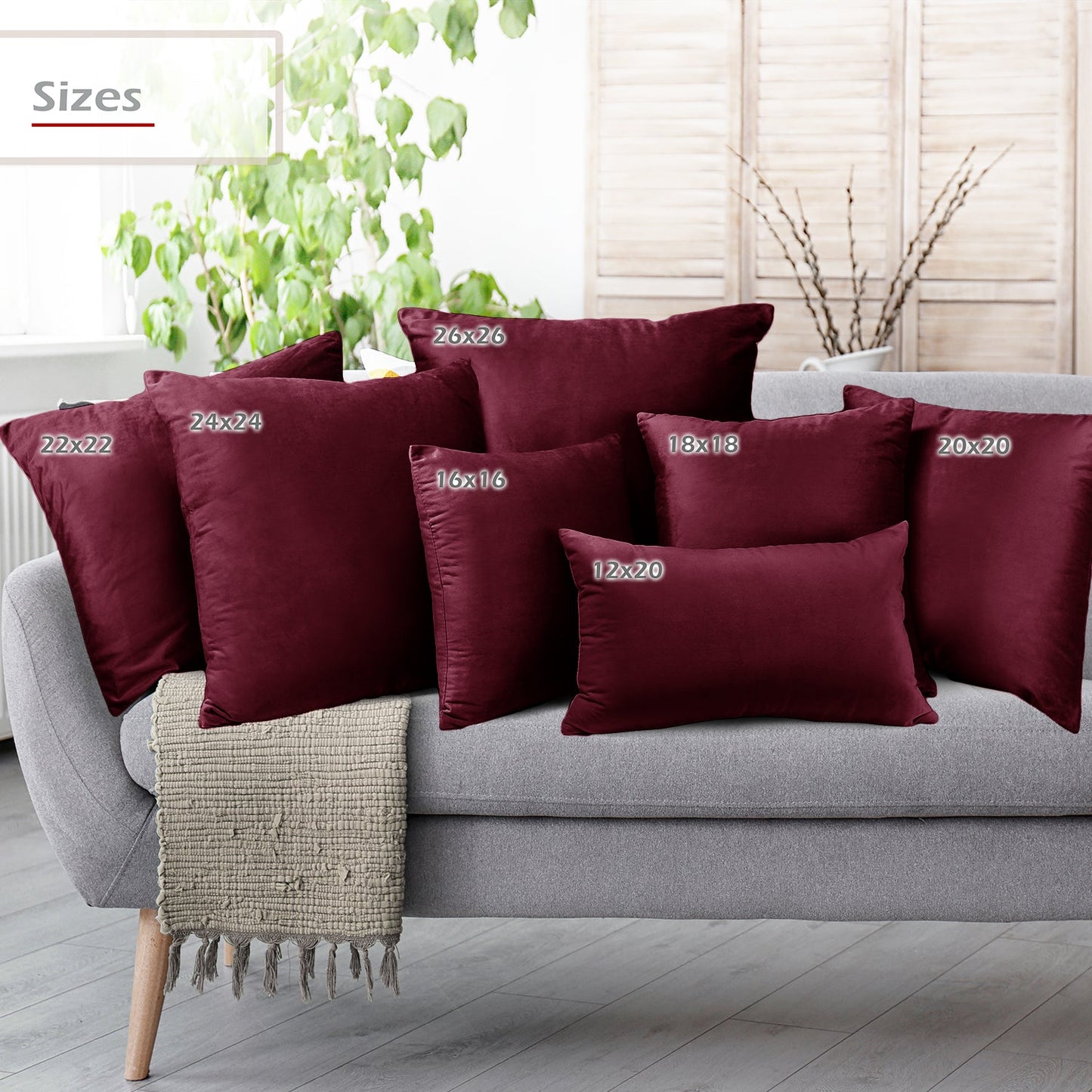 2 Pack 12 x 20 nestl Throw Pillow Covers, Cozy Velvet Decorative Outdoor Pillow