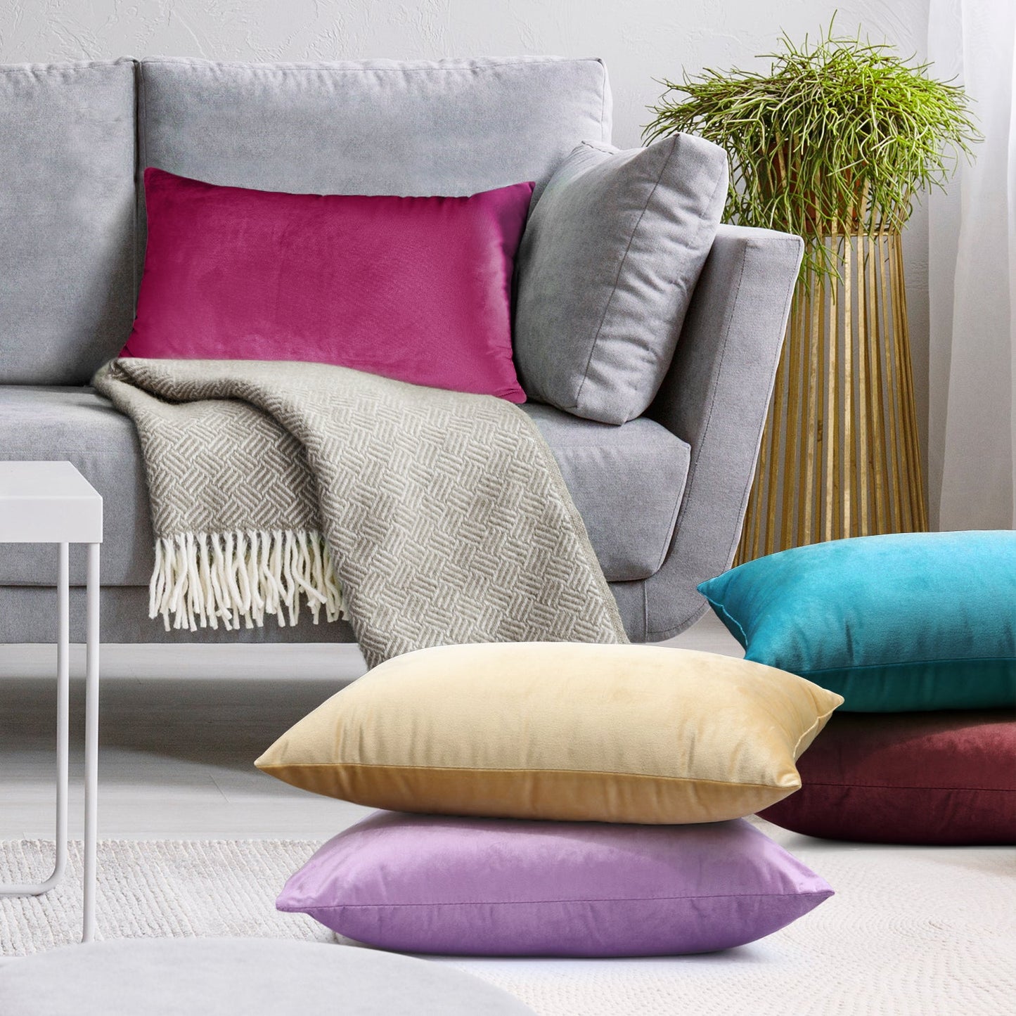 2 Pack 12 x 20 nestl Throw Pillow Covers, Cozy Velvet Decorative Outdoor Pillow