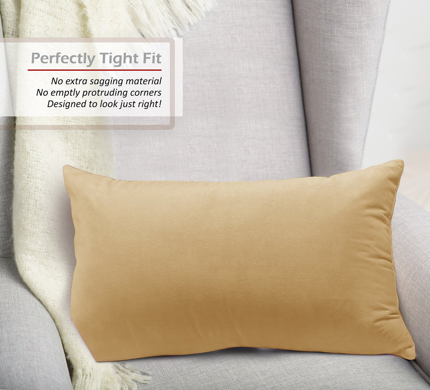 2 Pack 12 x 20 nestl Throw Pillow Covers, Cozy Velvet Decorative Outdoor Pillow