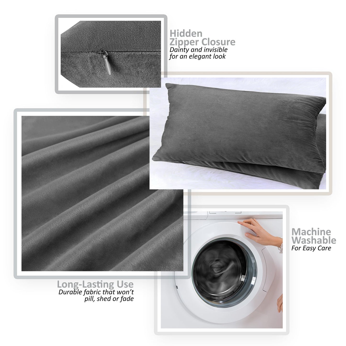 2 Pack 12 x 20 nestl Throw Pillow Covers, Cozy Velvet Decorative Outdoor Pillow