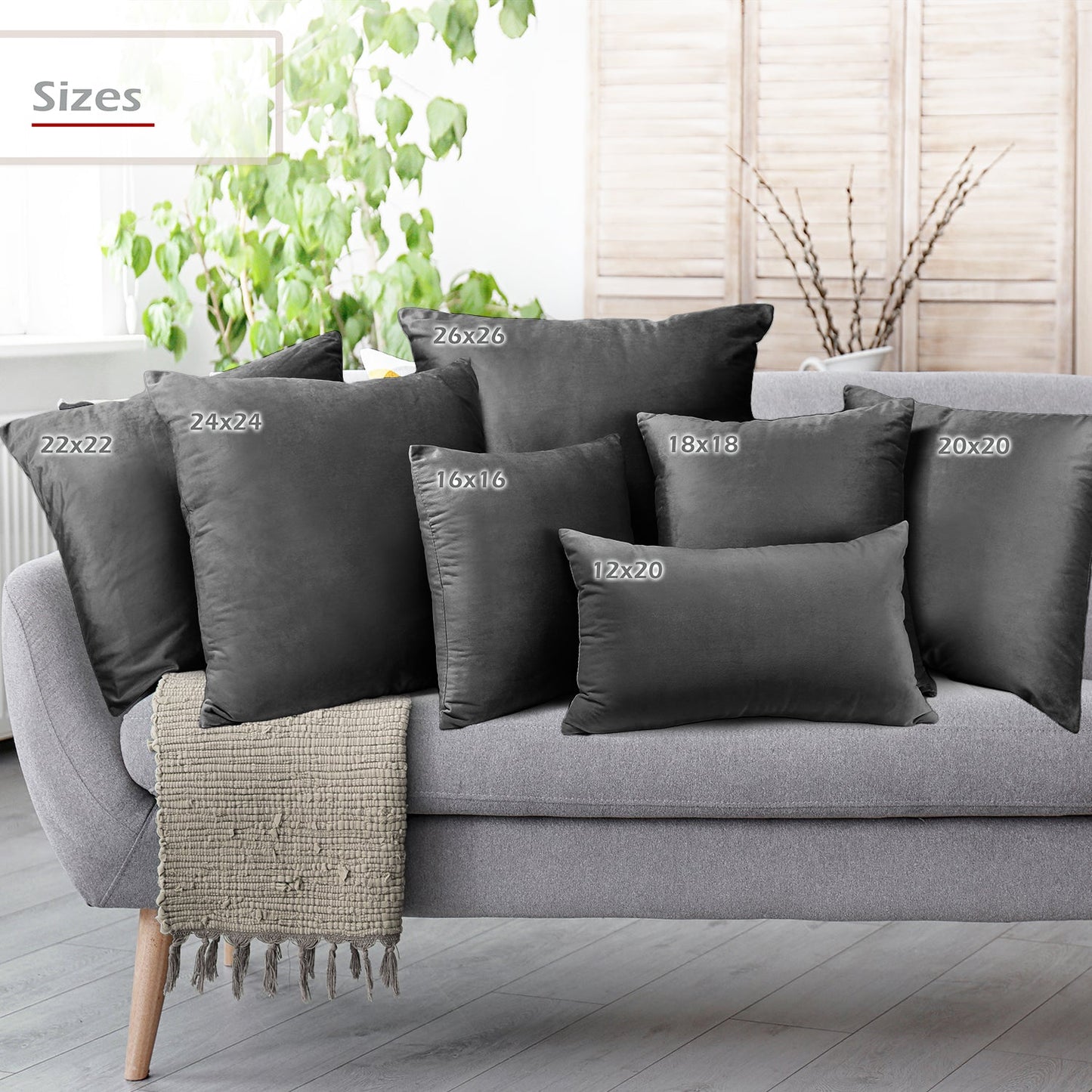 2 Pack 12 x 20 nestl Throw Pillow Covers, Cozy Velvet Decorative Outdoor Pillow