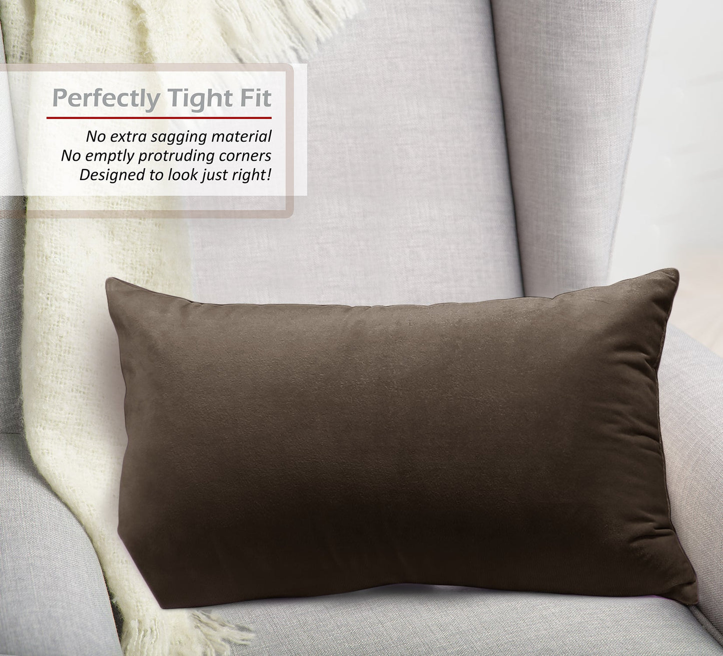 2 Pack 12 x 20 nestl Throw Pillow Covers, Cozy Velvet Decorative Outdoor Pillow