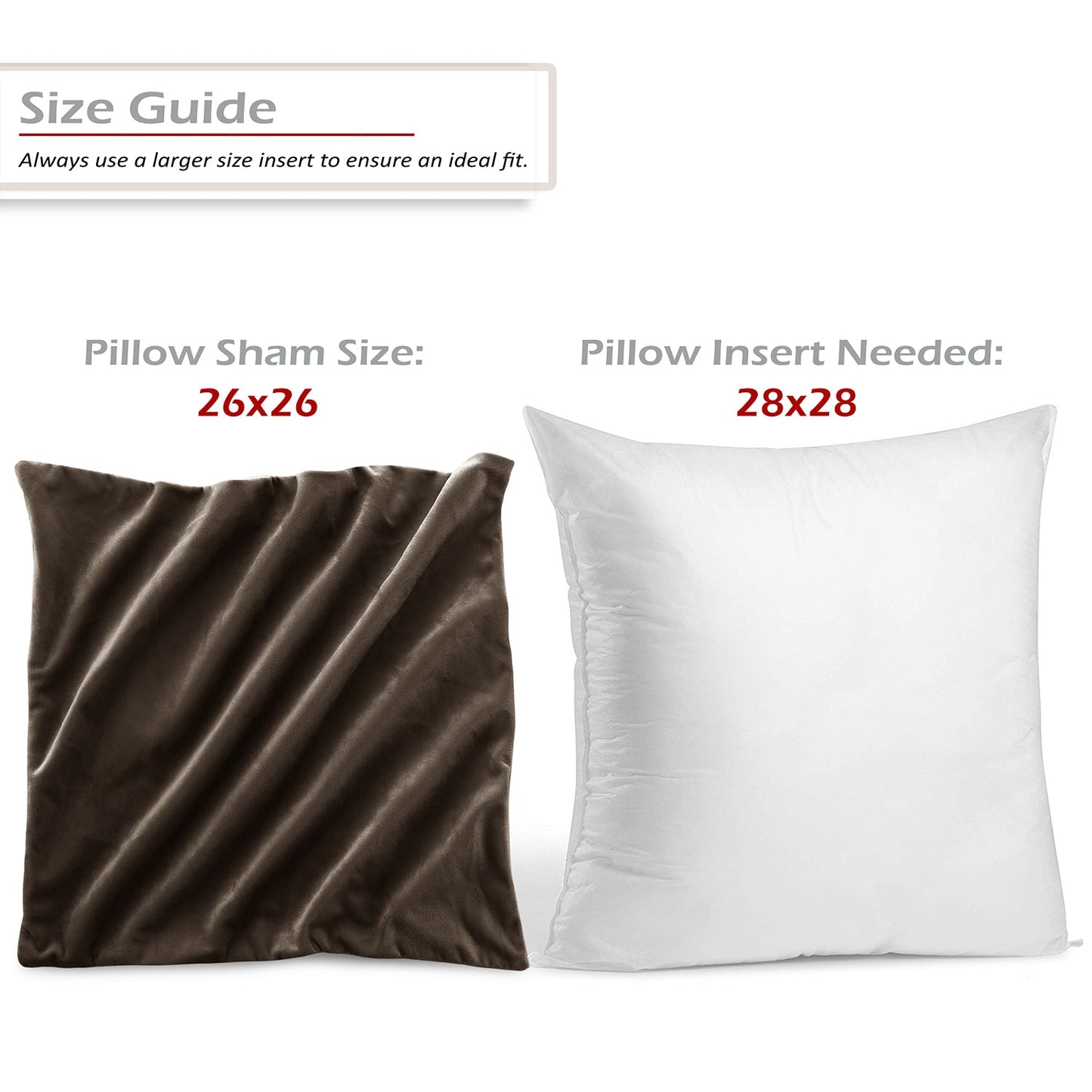 nestl Throw Pillow Covers, Cozy Velvet Decorative Outdoor Pillow Covers 24x24 & 26x26 Inches, Soft Solid Cushion Covers for Sofa, Bed and Car, Set of 2