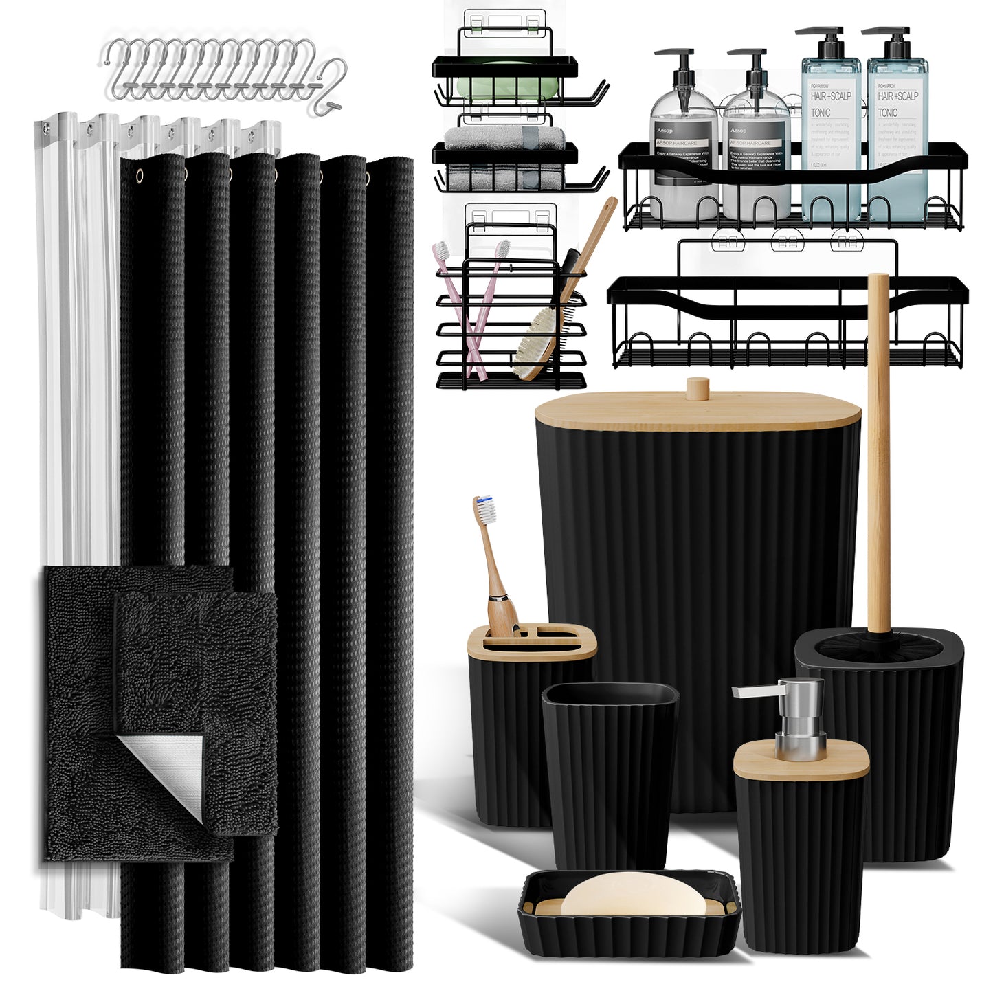 Clara Clark Shower Caddy and Bathroom Accessories Set